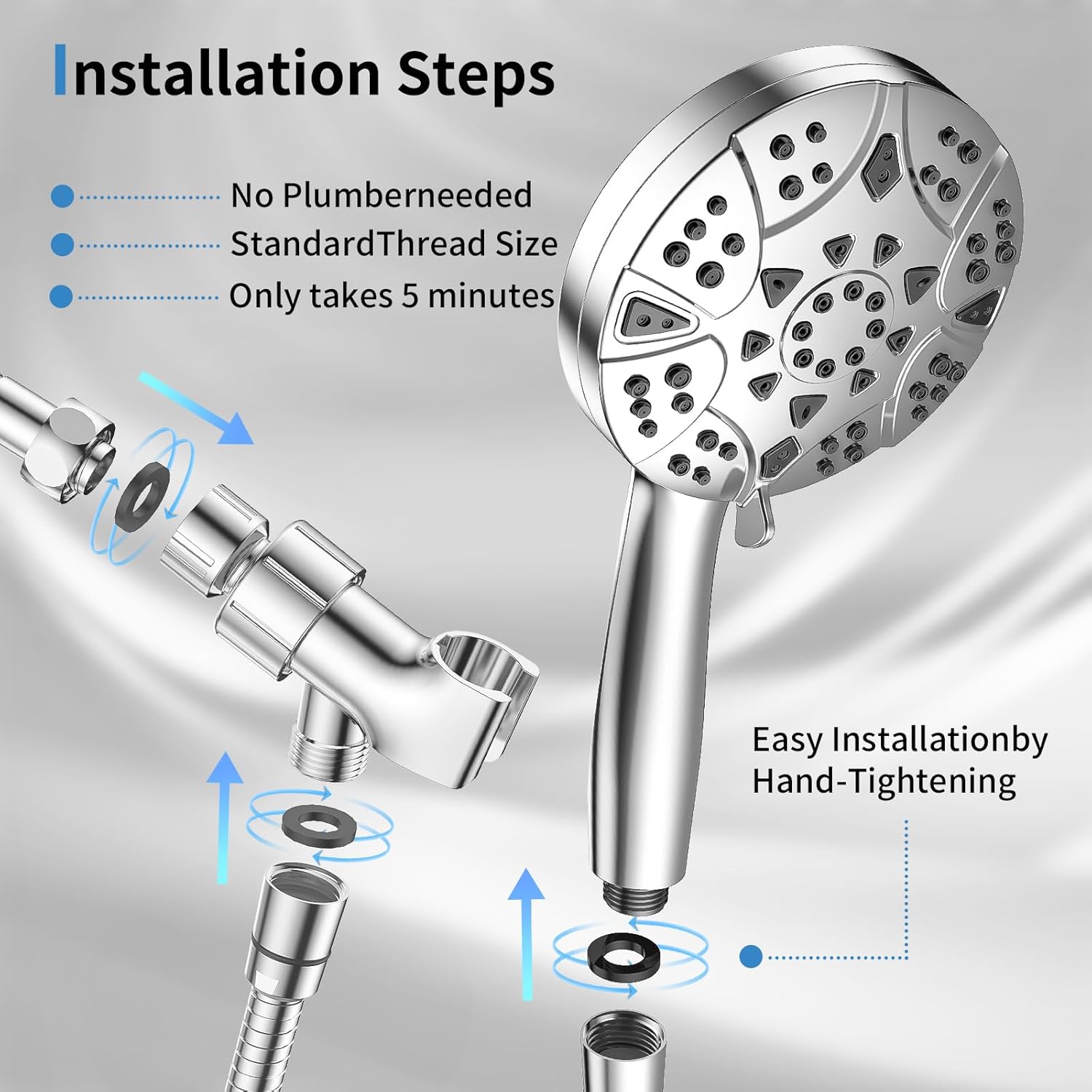 VKZK High Pressure 8 Mode Handheld Shower Head