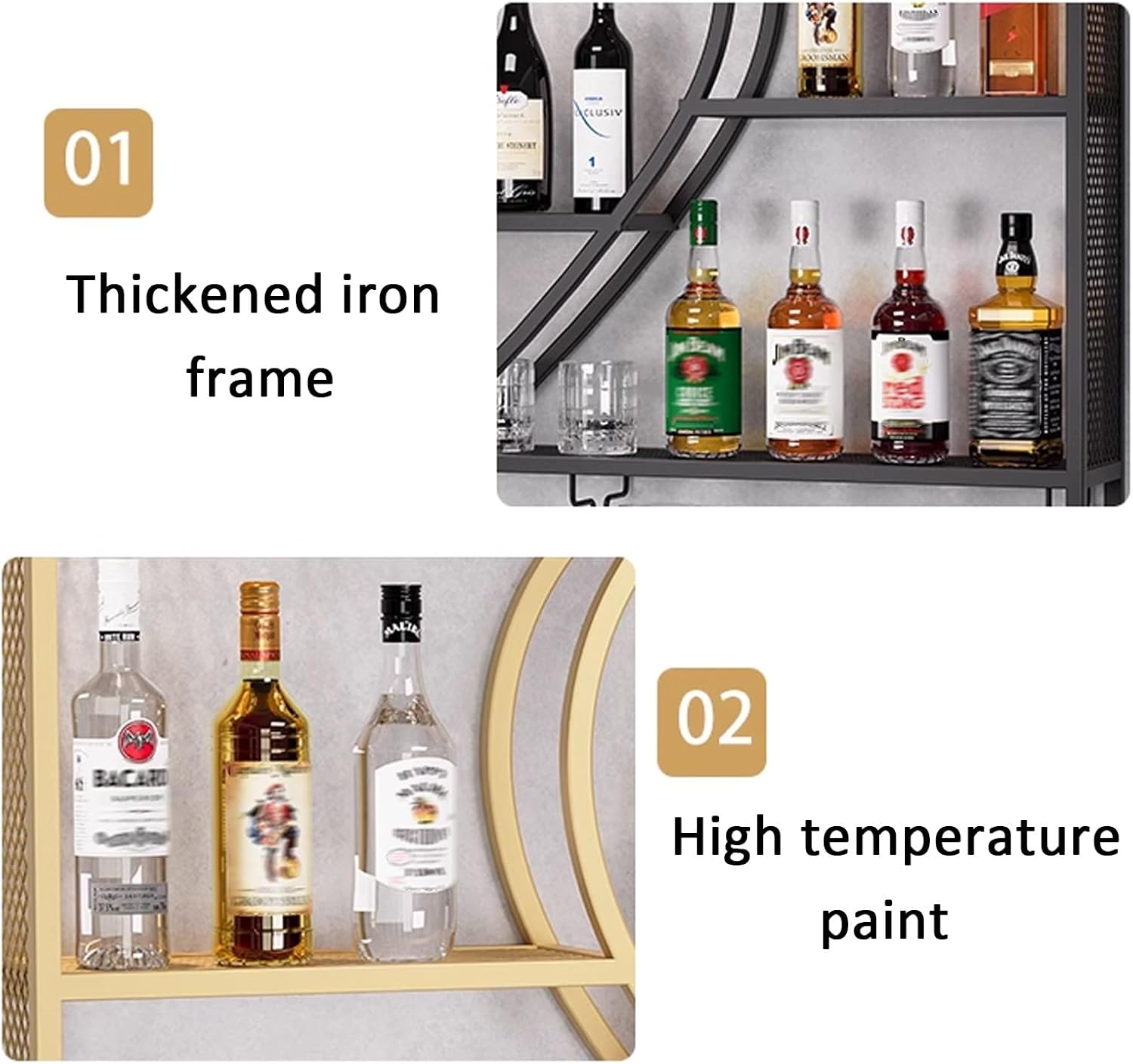 JKGHK 4-Layer Wall Wine Rack with Glass Holder