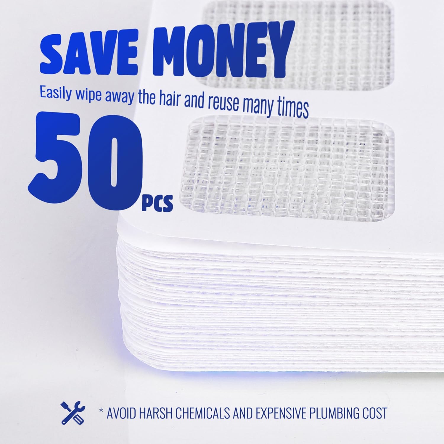 50 Pack Shower Drain Cover Hair Catcher Disposable and Reusable