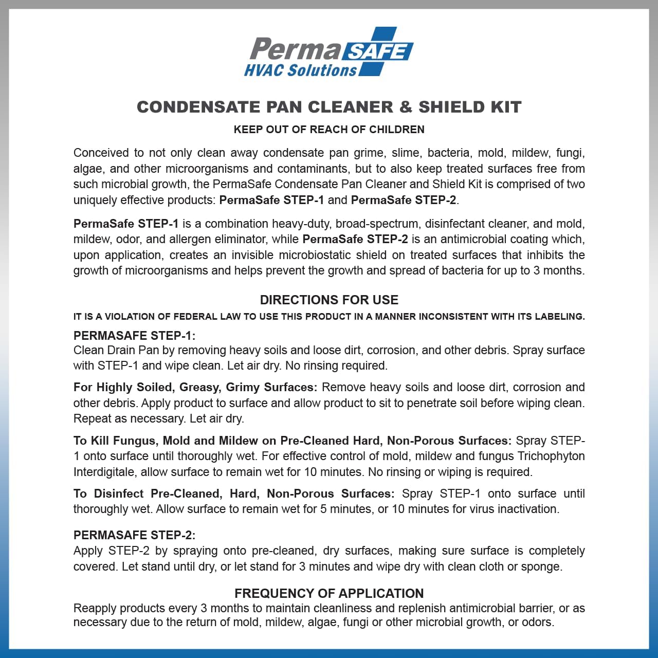 PermaSafe HVAC Condensate Pan Cleaner Shield Kit 1
