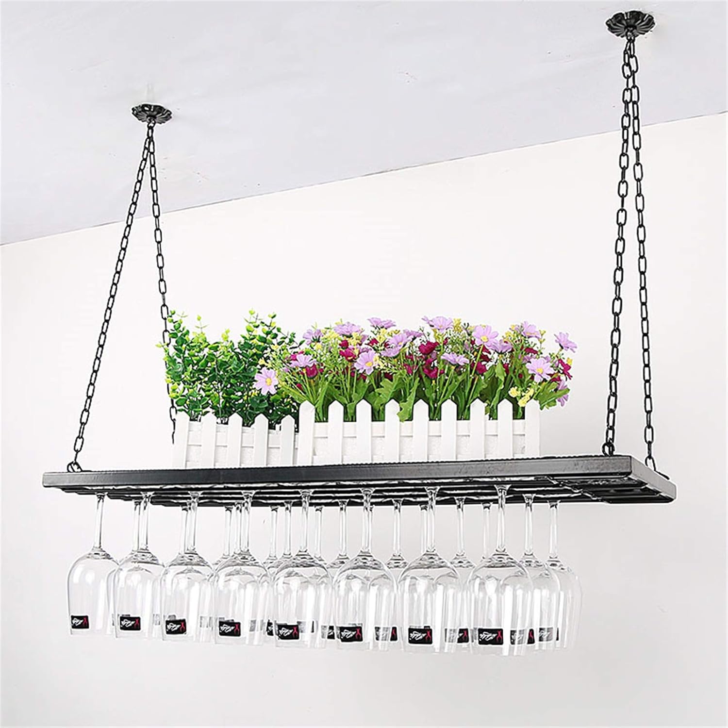 CGF Wall-Mounted Wine Rack with Chain Suspension Black