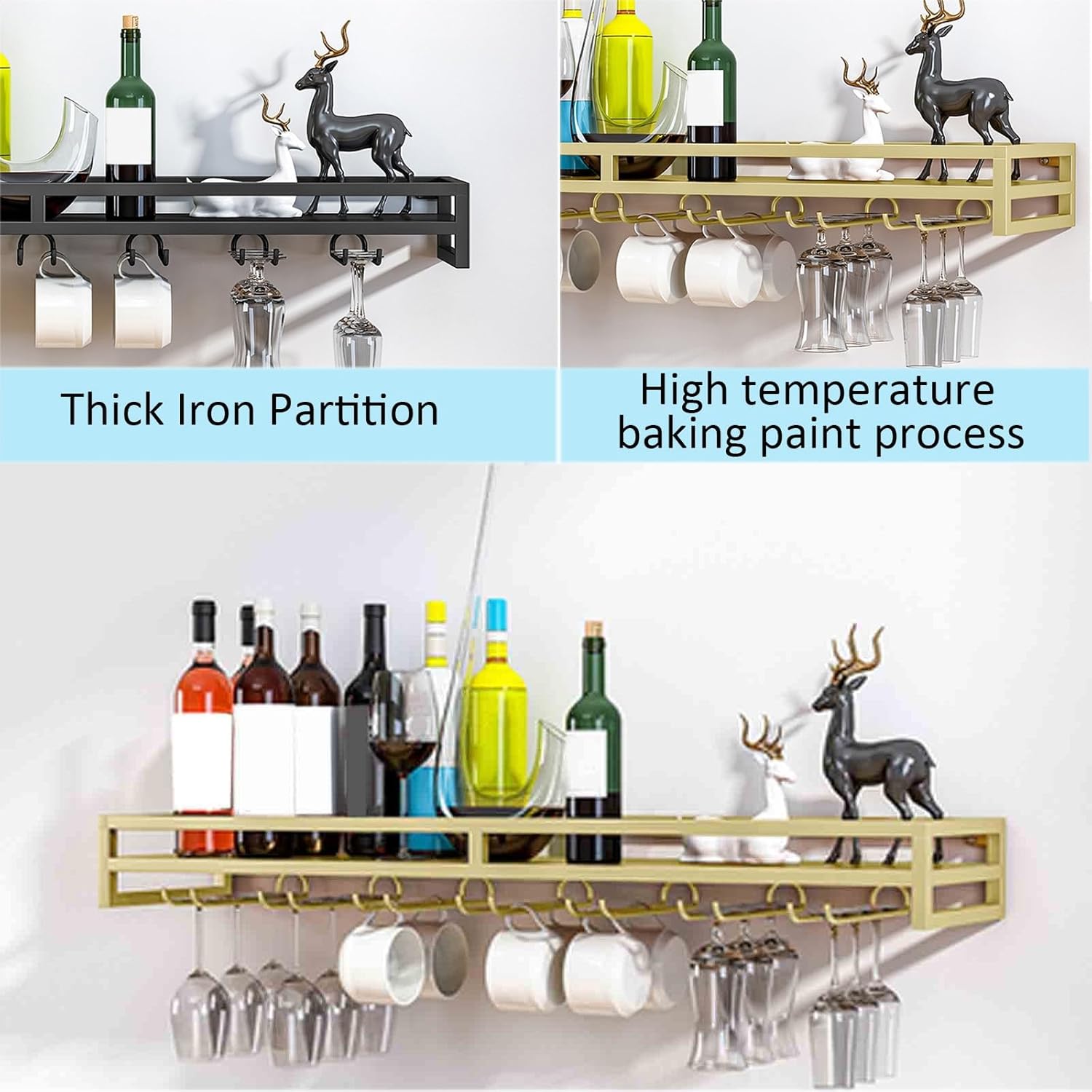 LIGUOYI Wall Mounted Wine Rack 60CM Space Saving Holder