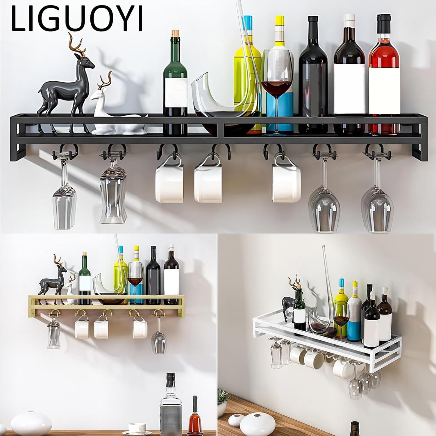 LIGUOYI Wall Mounted Wine Rack 60CM Space Saving Holder