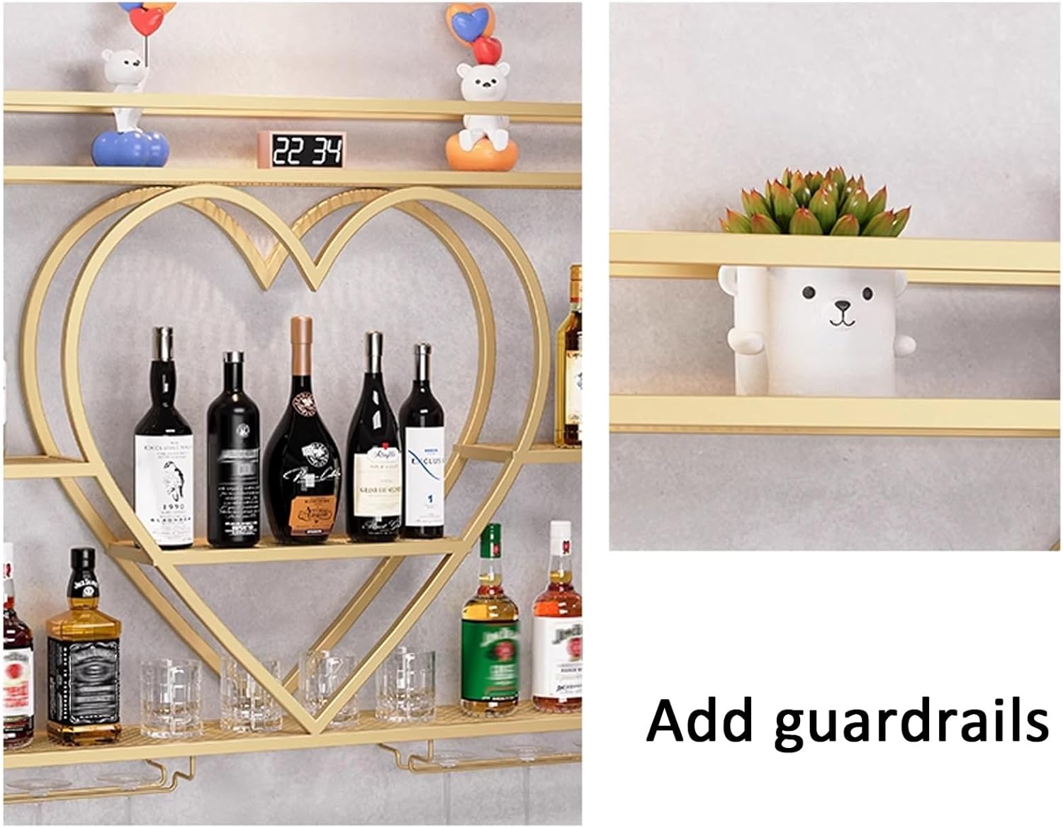 JKGHK 4-Layer Wall Wine Rack with Glass Holder