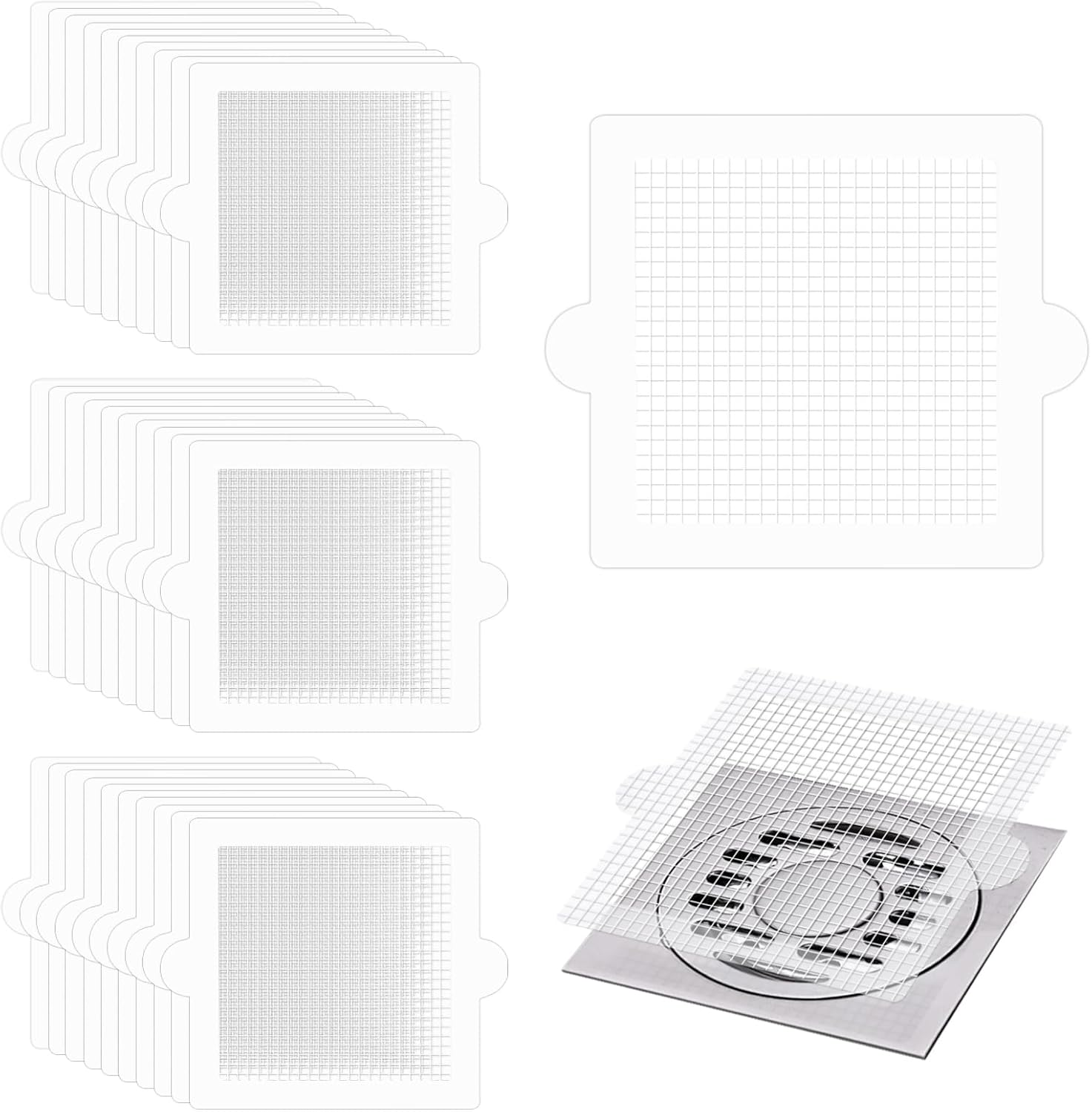 40 Pack Disposable Square Hair Catcher for Drains