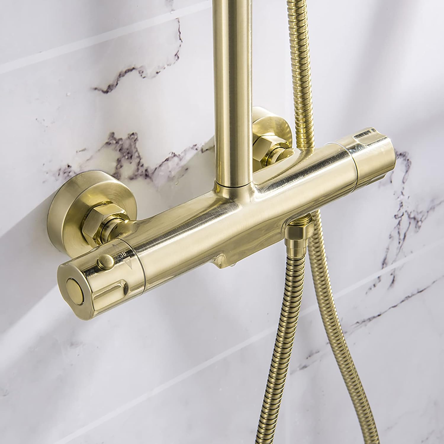 10 Inches Brushed Gold Shower Combo Set with Rainfall Handheld and Tub Tap