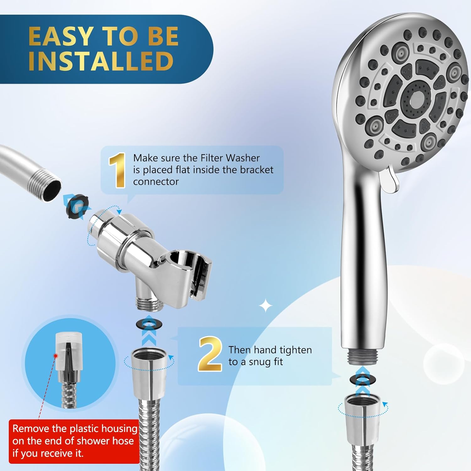 DAKINGS 6 Spray Modes High Pressure Handheld Showerhead Set