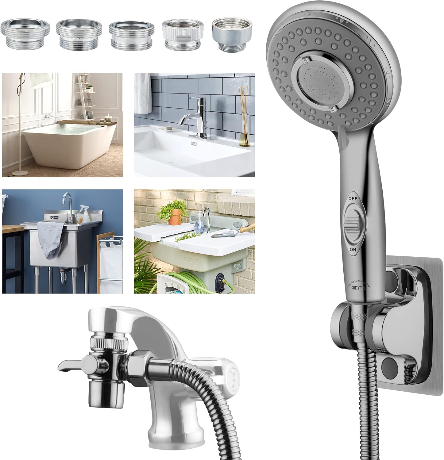 Klleyna Faucet Sprayer - Handheld Showerhead with 5 Adapters