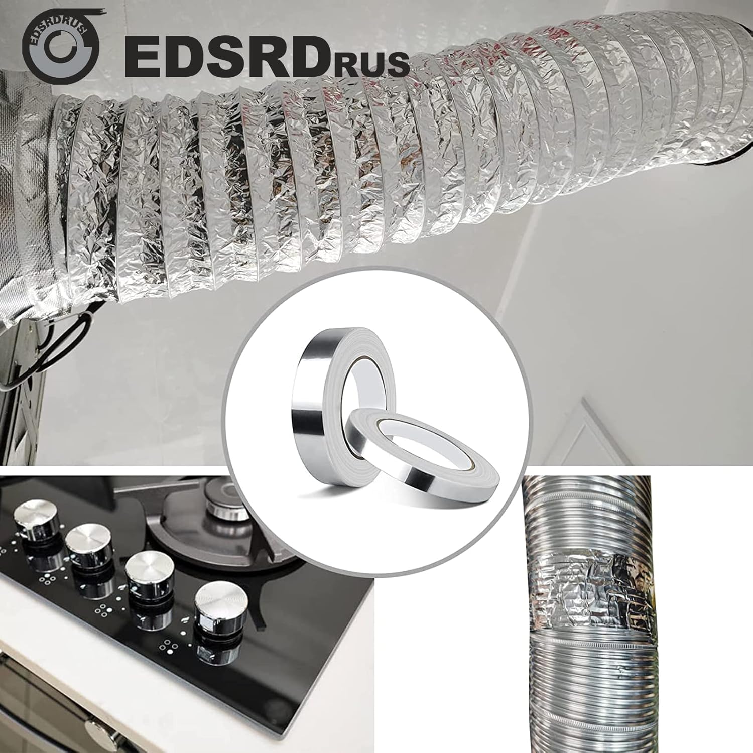 EDSRDRUS Aluminum Duct Tape 12in x 98ft 1in x 98ft Heavy Duty Reflective