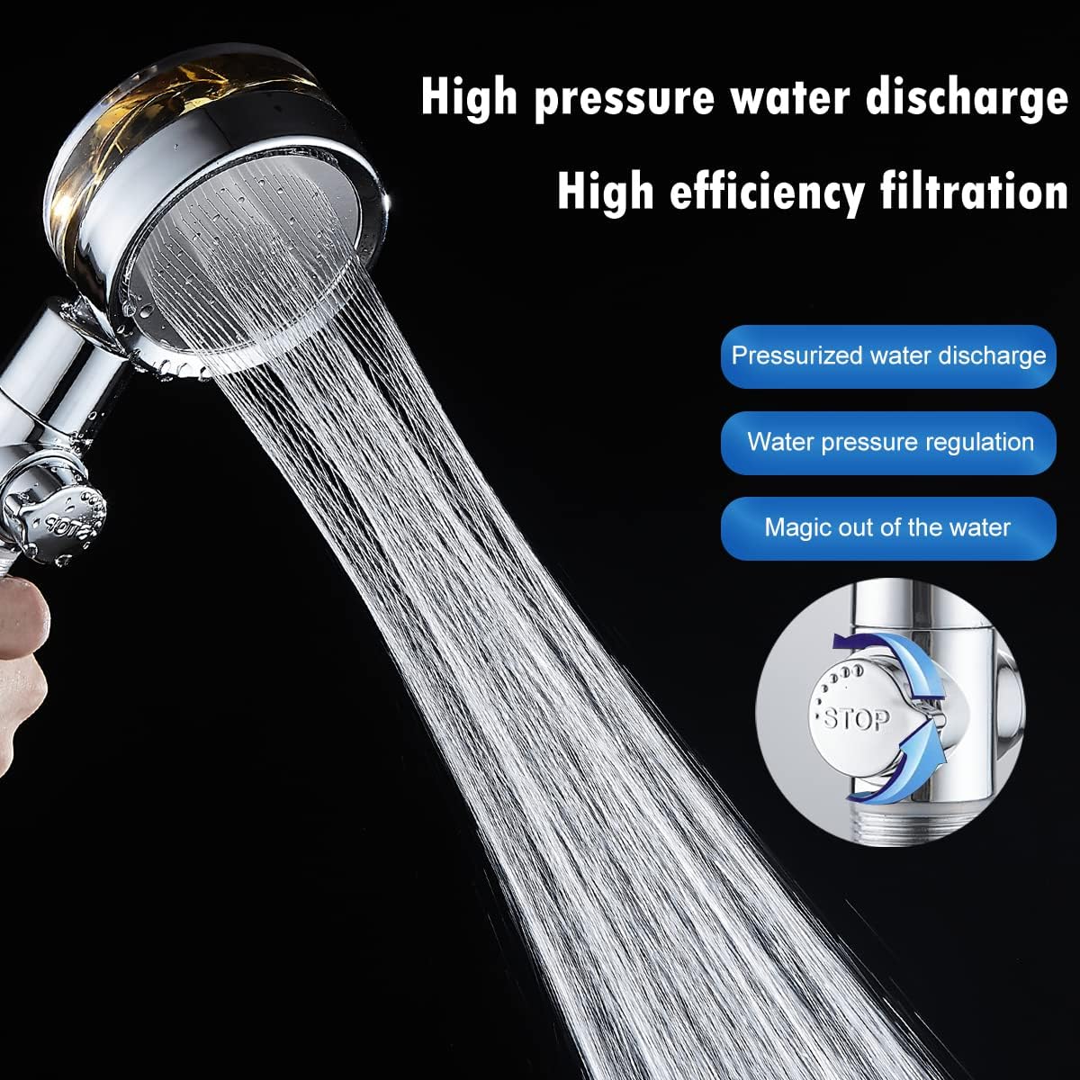 High Pressure Turbo Fan Shower Head with 79 Inch Hose and Bracket