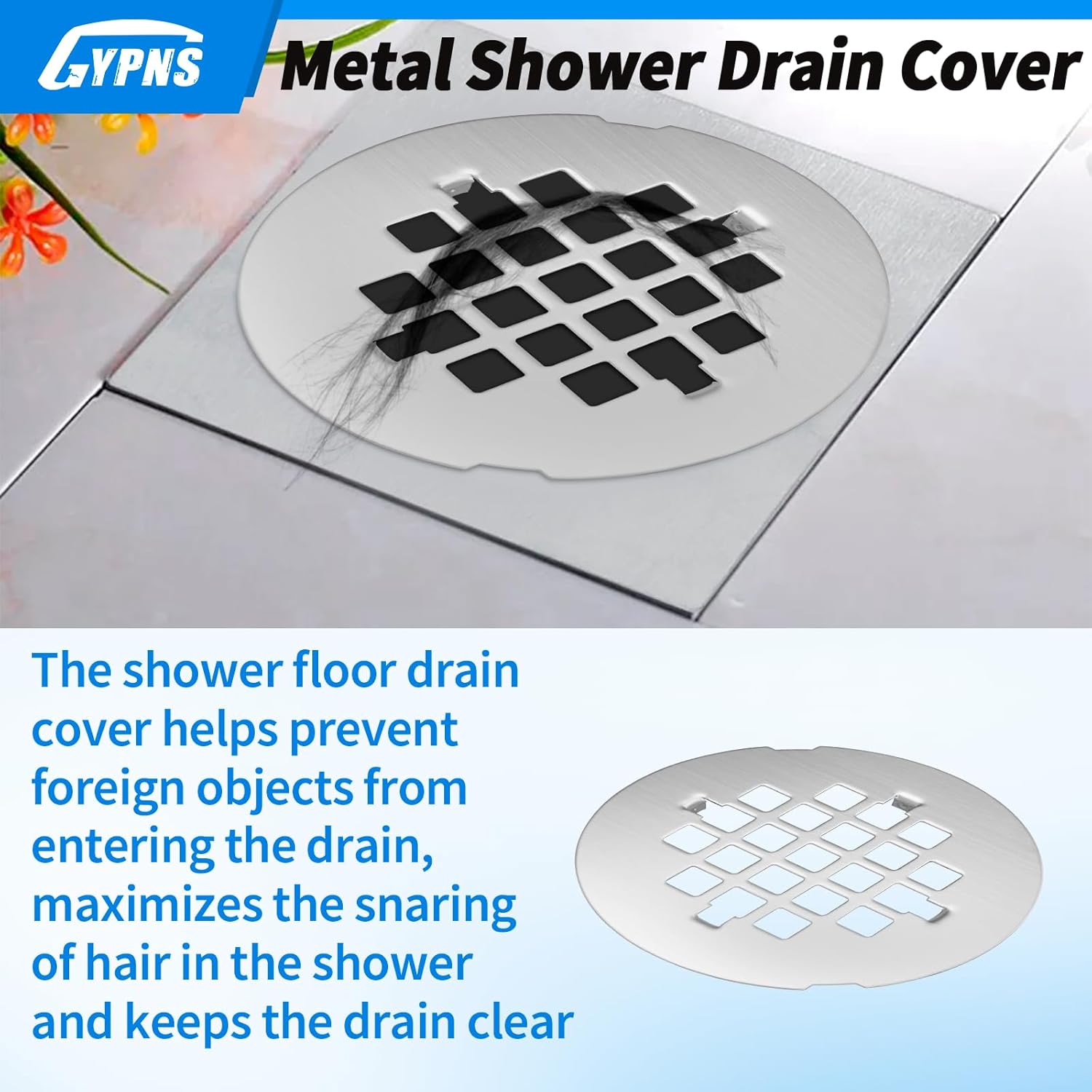 Chrome Plated Shower Drain Cover 4-14 Round 2 Pack