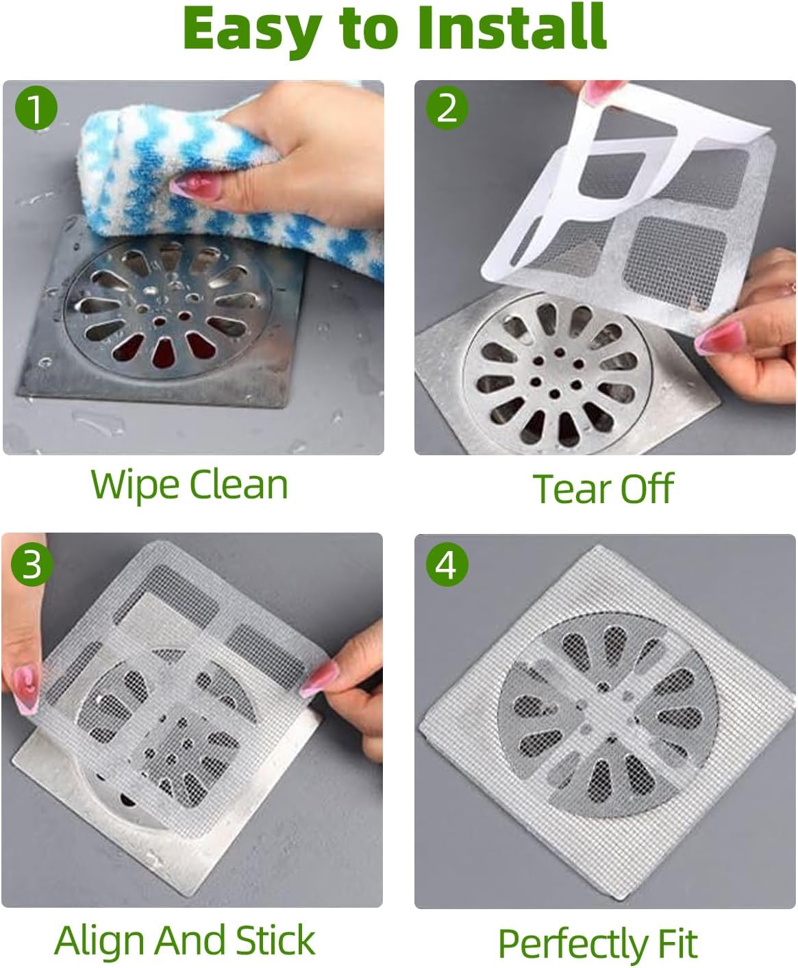 Disposable 4x4 Square Drain Covers 30PCS Hair Catcher
