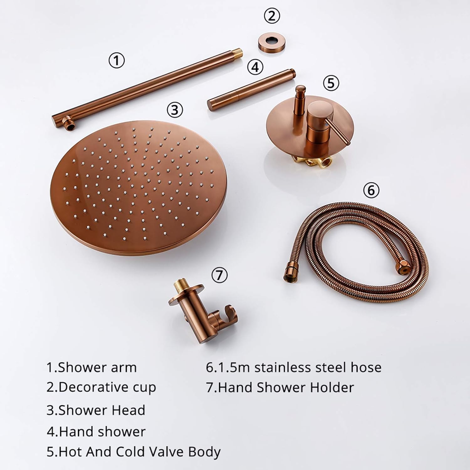 Brushed Rose Gold Rain Mixer Shower Combo Set