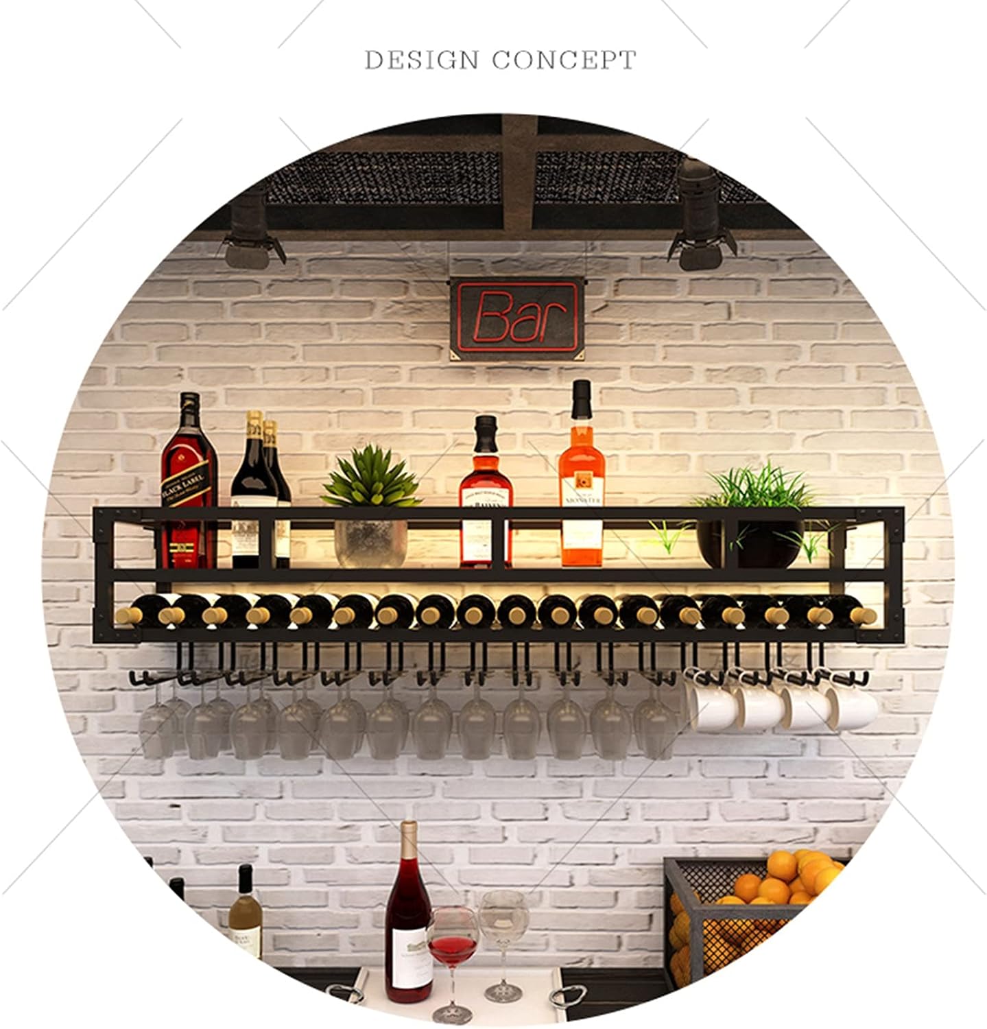 2-Layer Wall-Mounted Wine Rack - Wrought Iron