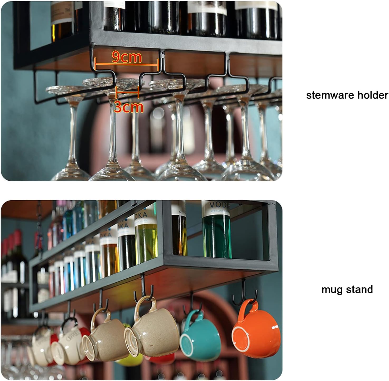 ZJDYDY Adjustable Wall-Mounted Wine Glass Rack