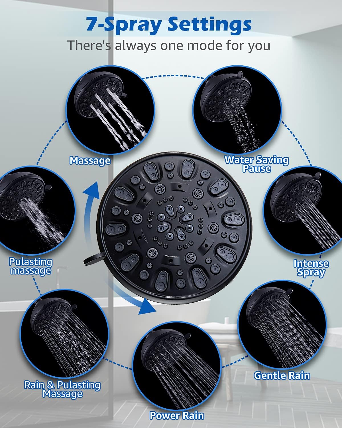 VMASSTONE 47 High Pressure Shower Head with 7-Spray Settings 1