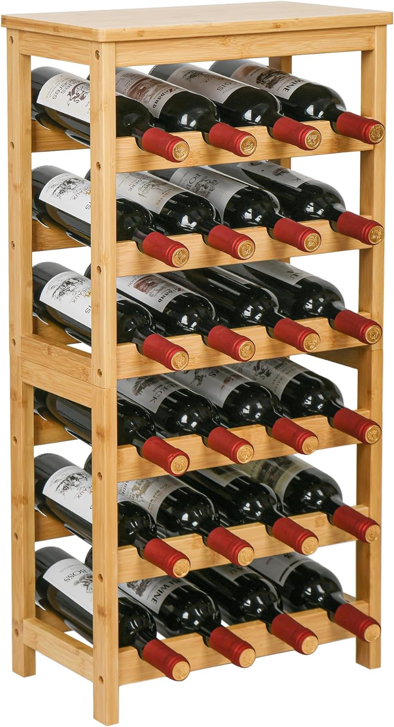 VASMIA 6-Tier Bamboo Wine Rack for 24 Bottles