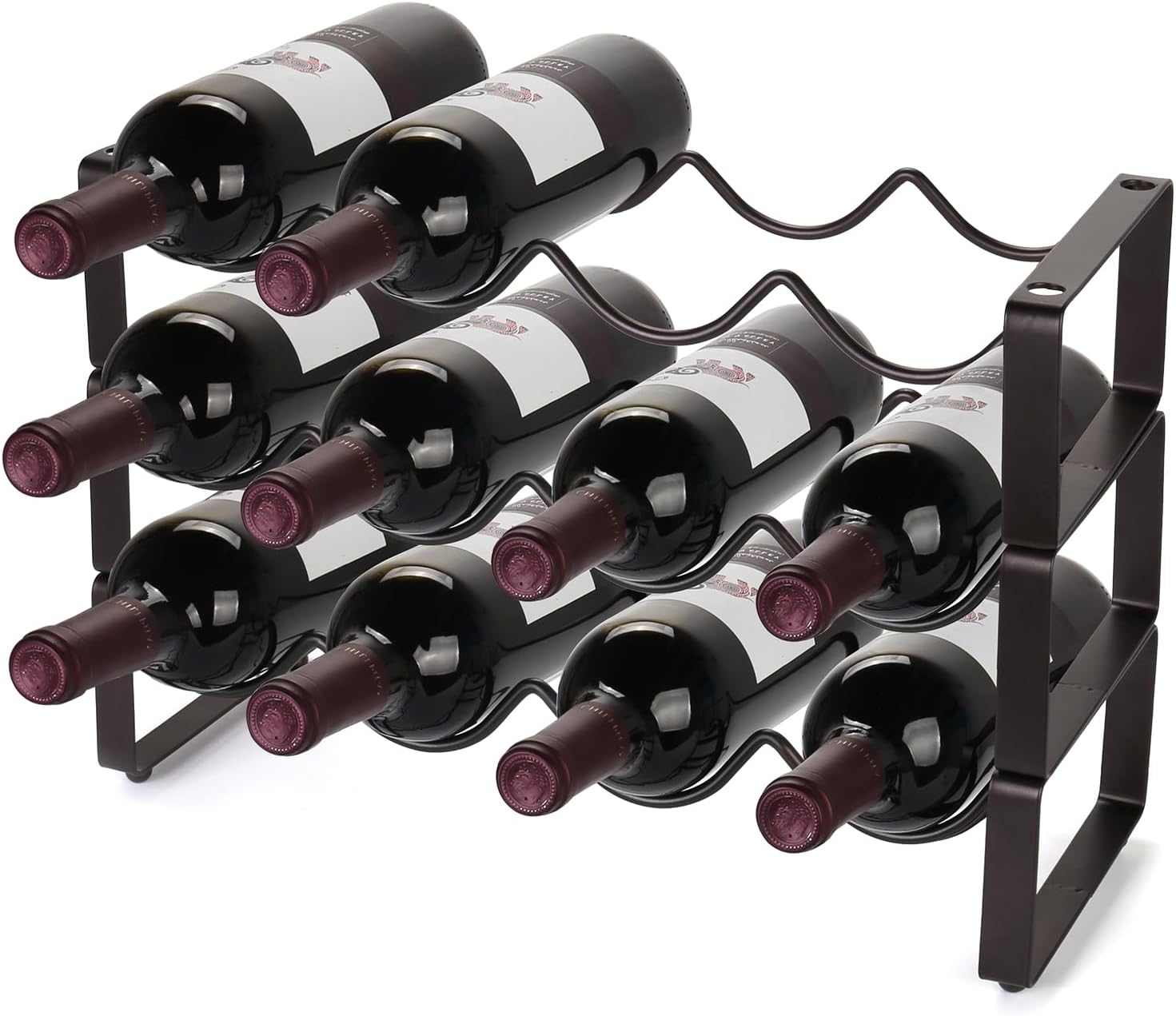 Carperipher 3 Tier Metal Wine Rack with 12 Bottles Capacity