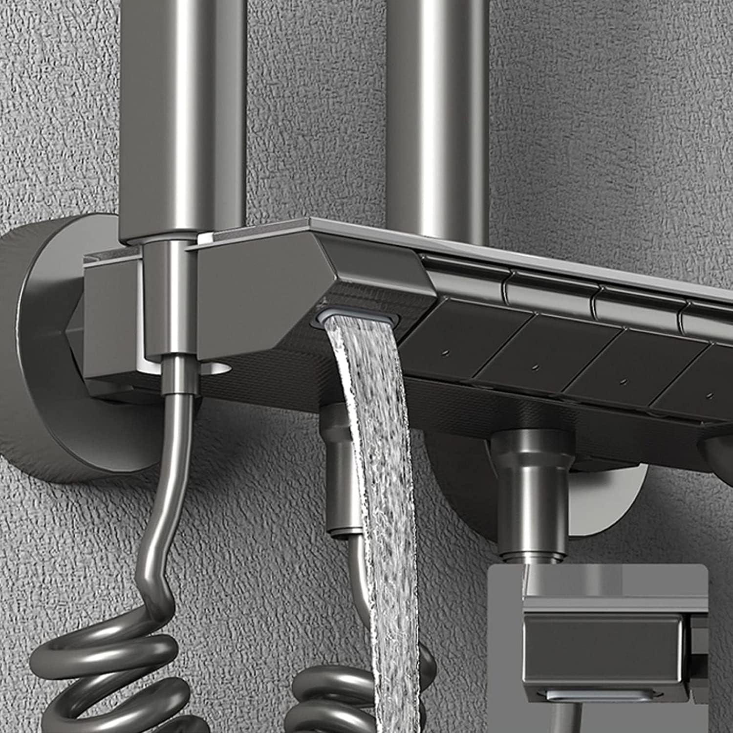 Thermostatic Shower System with 3 Functions Handheld Waterfall Rain and Bidet