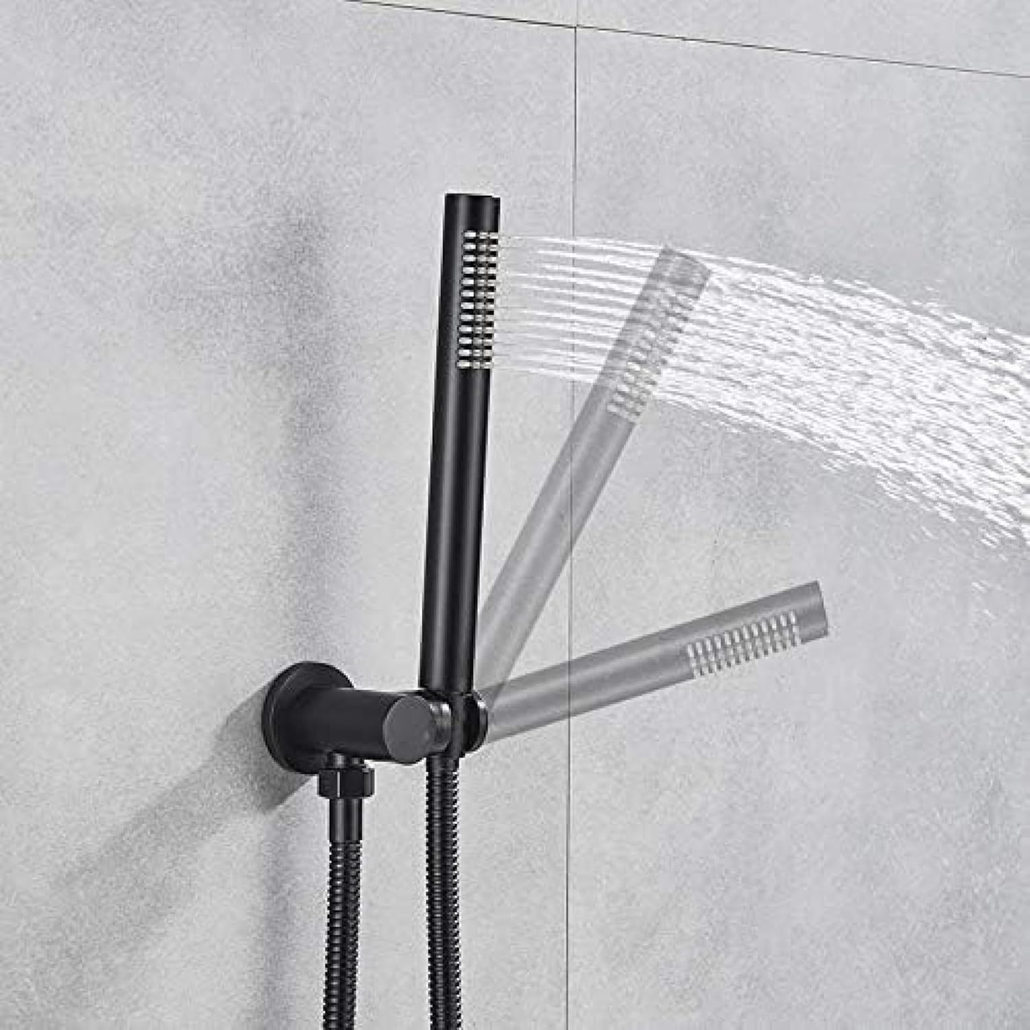 Brass Black Shower Set with Rain and Handheld Spray
