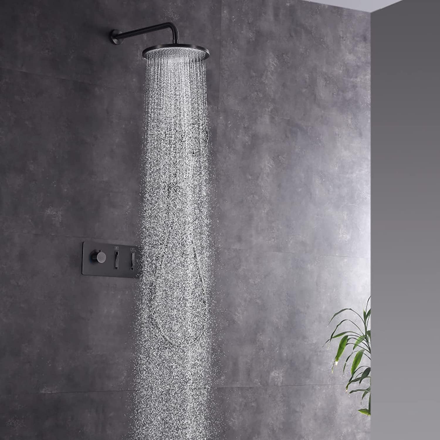 White Wall Mounted Shower Faucet Set with Rain and Handheld Heads