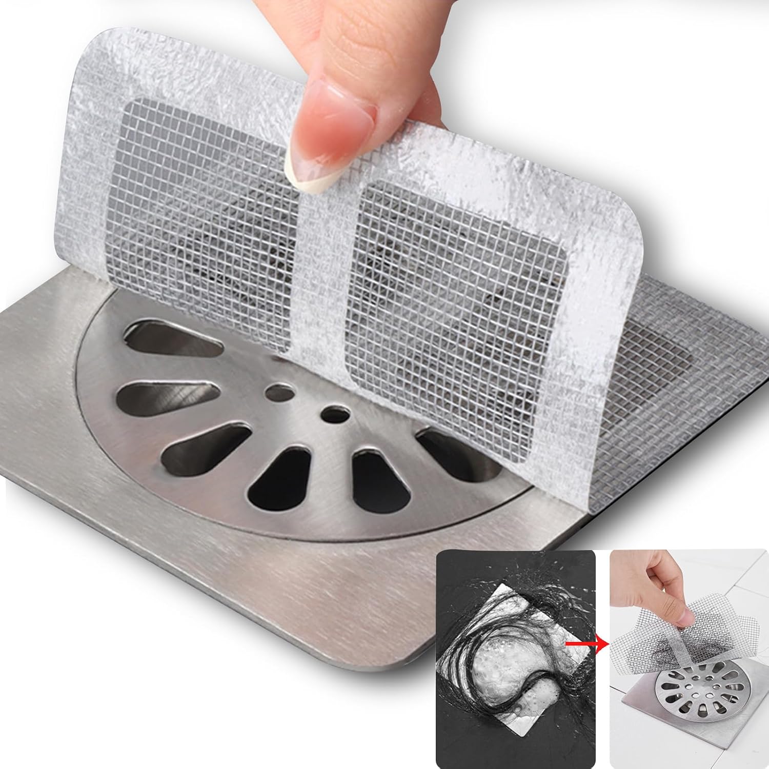 BOYYOEE 4 x 4 Drain Hair Catcher 30 PCS Pack