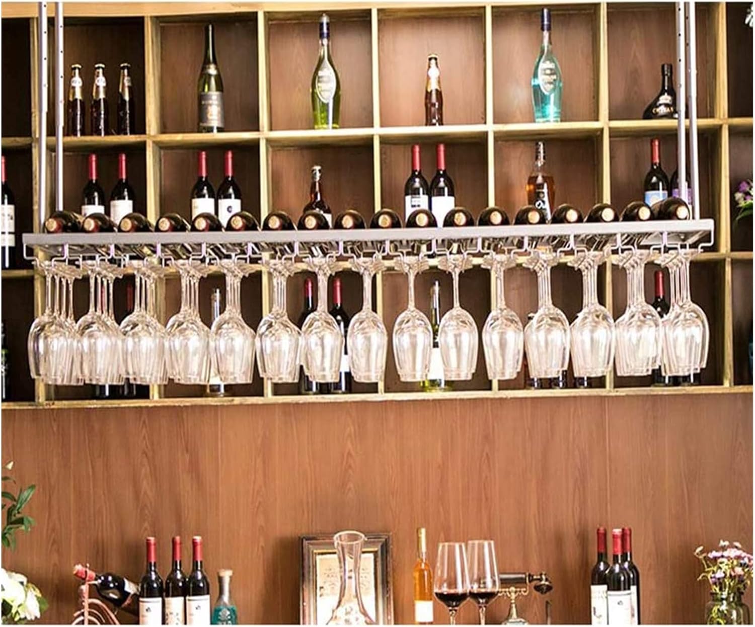ALDEPO Wall-Mounted Wine Rack with Adjustable Metal Holder