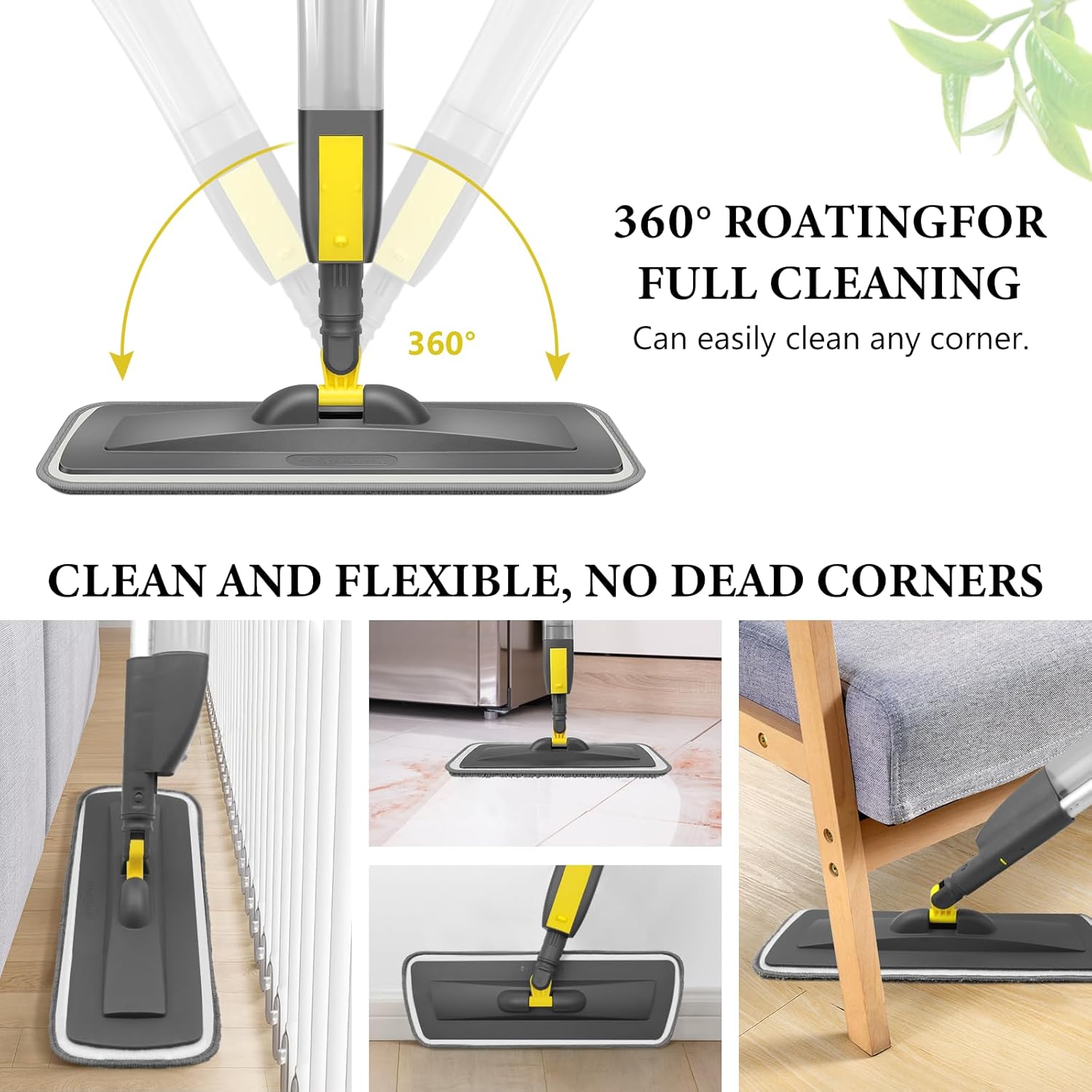 NileHome Spray Mop with 3 Pads and Refillable Bottle