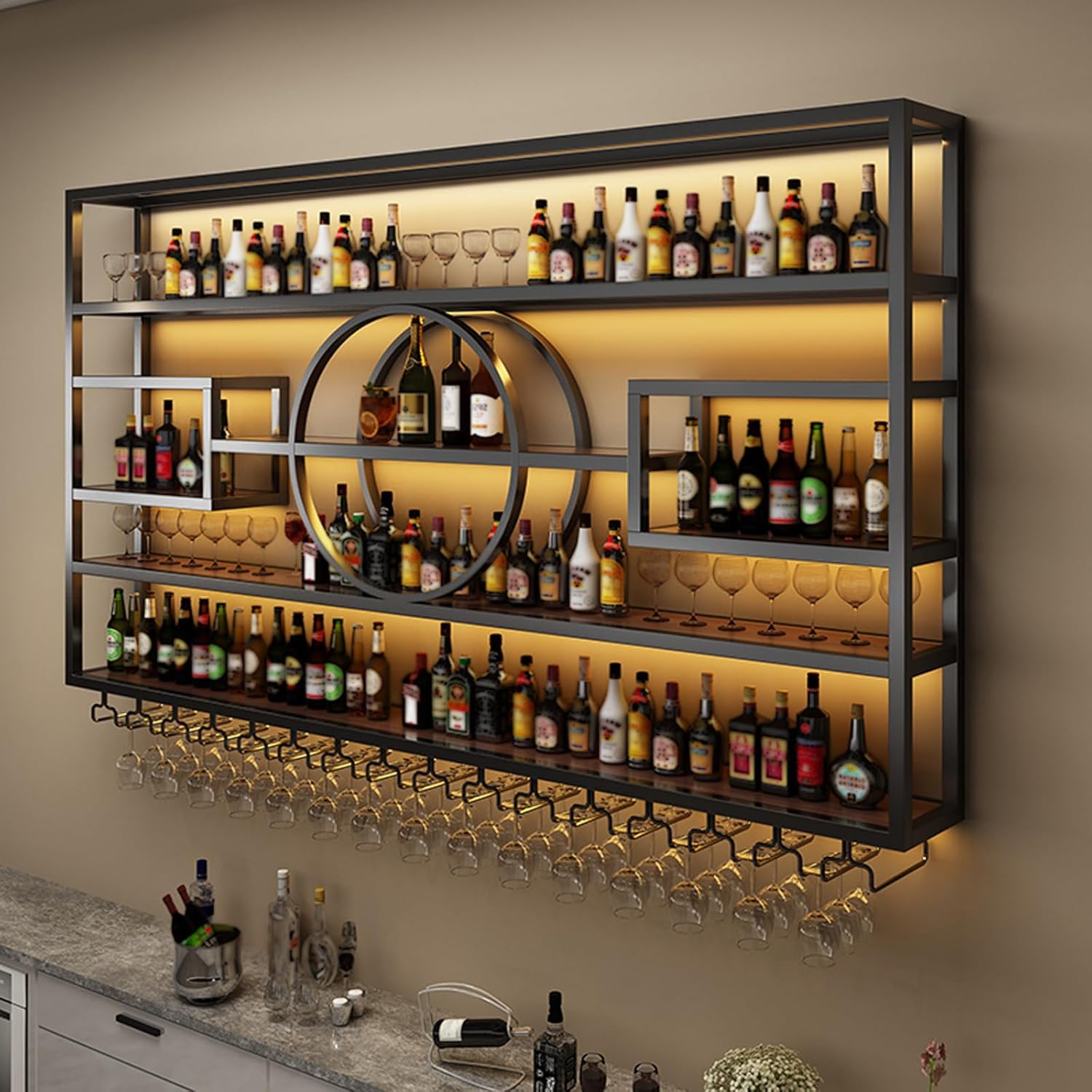 63 In Wall Mounted Wine Rack with Storage