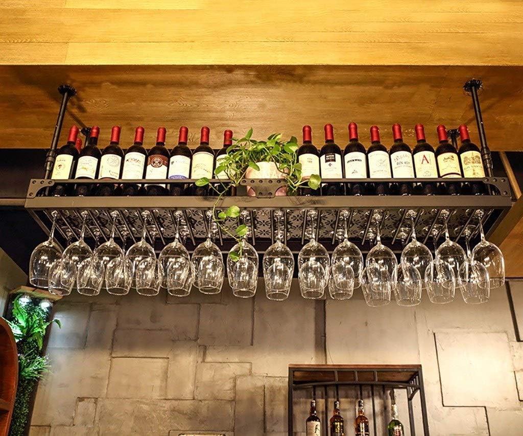 Industrial Wall-Mounted Wine Rack with Adjustable Suspension
