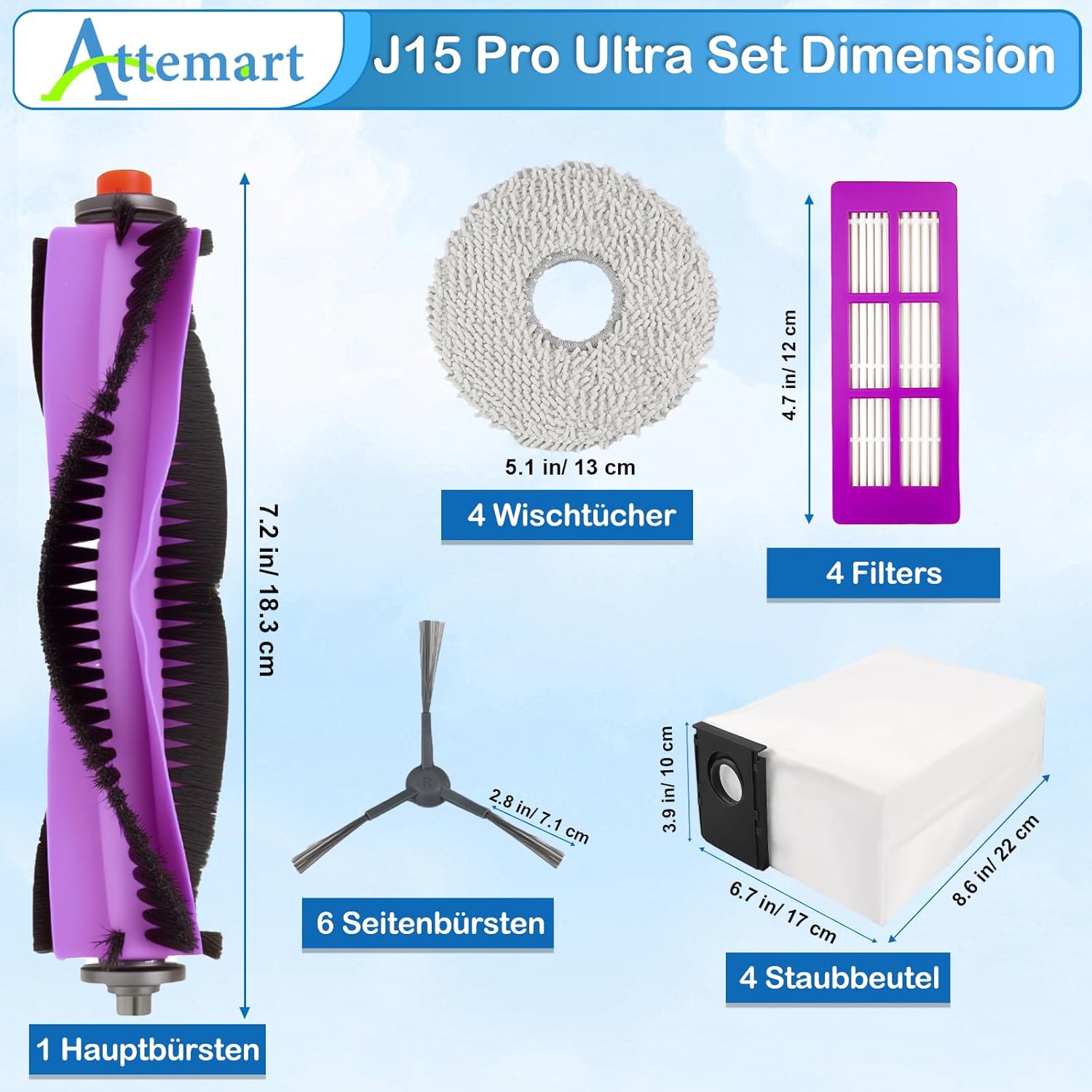 Attemart J15 Pro Ultra Replacement Parts 20 Pack