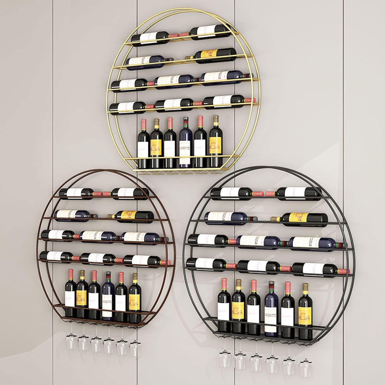 HUHJYUGE Wall-Mounted Wine Rack with Gold Finish
