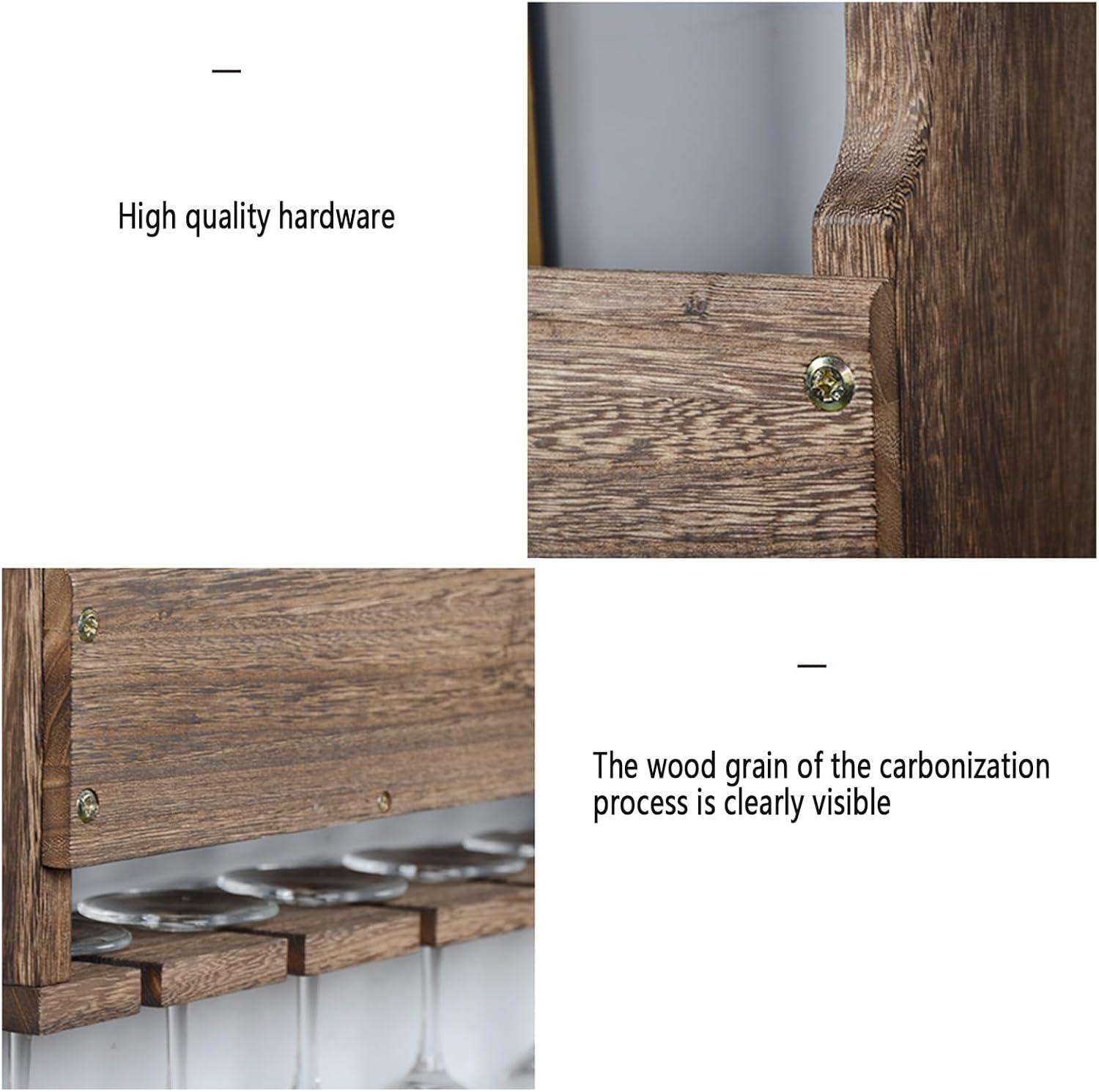 ERICAT Wall Mounted Wood Wine Rack for 6 Bottles