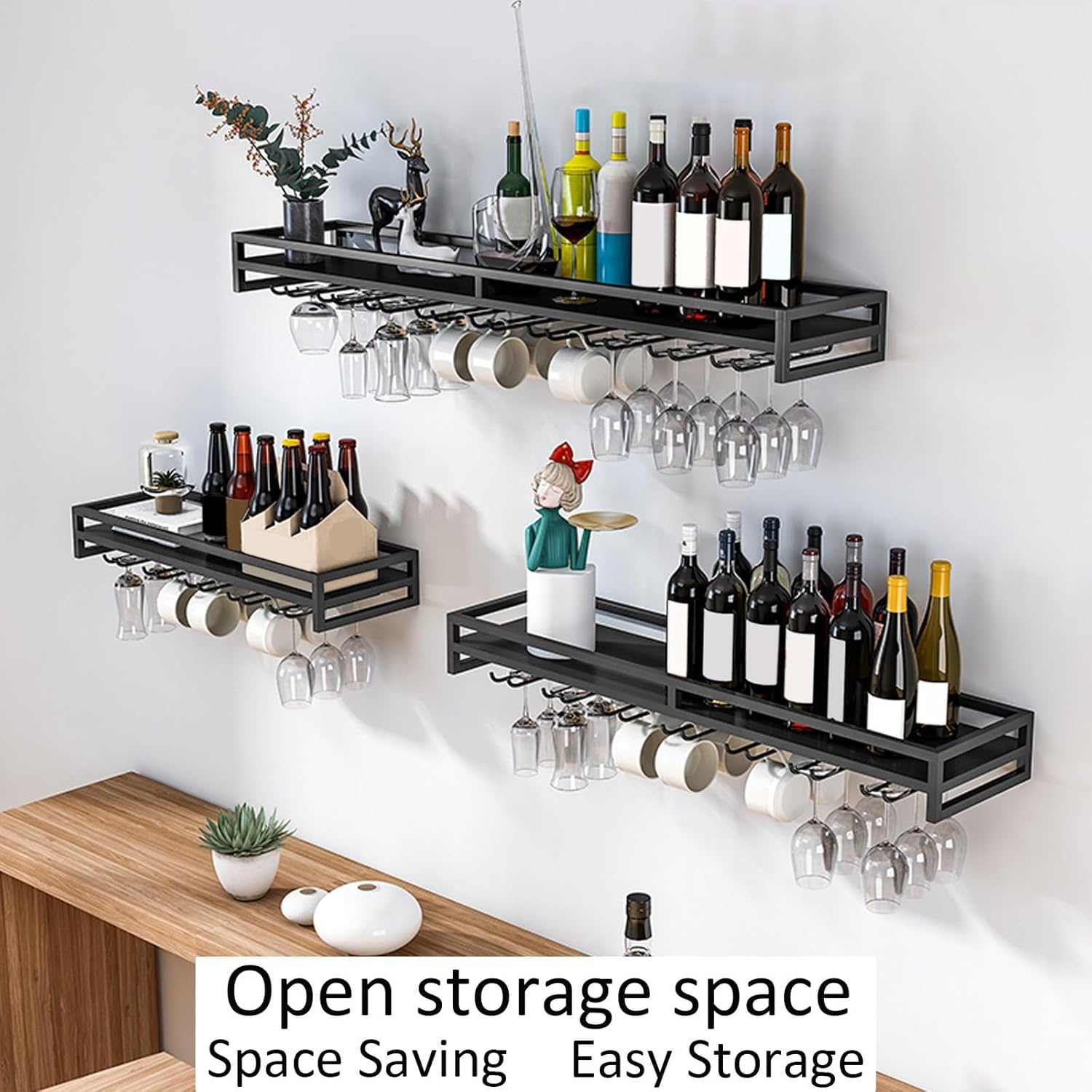 LIGUOYI Wall Mounted Wine Rack 60CM Space Saving Holder