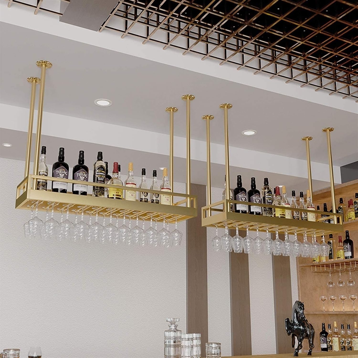 ZJDYDY Ceiling Wine Rack - Durable Metal Wall-Mounted Holder