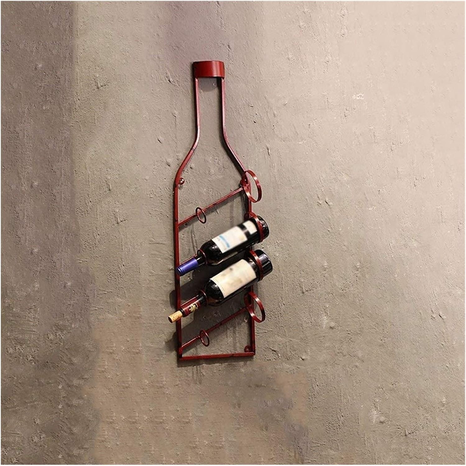ALDEPO Wall-Mounted Wine Rack Retro Industrial Style Red