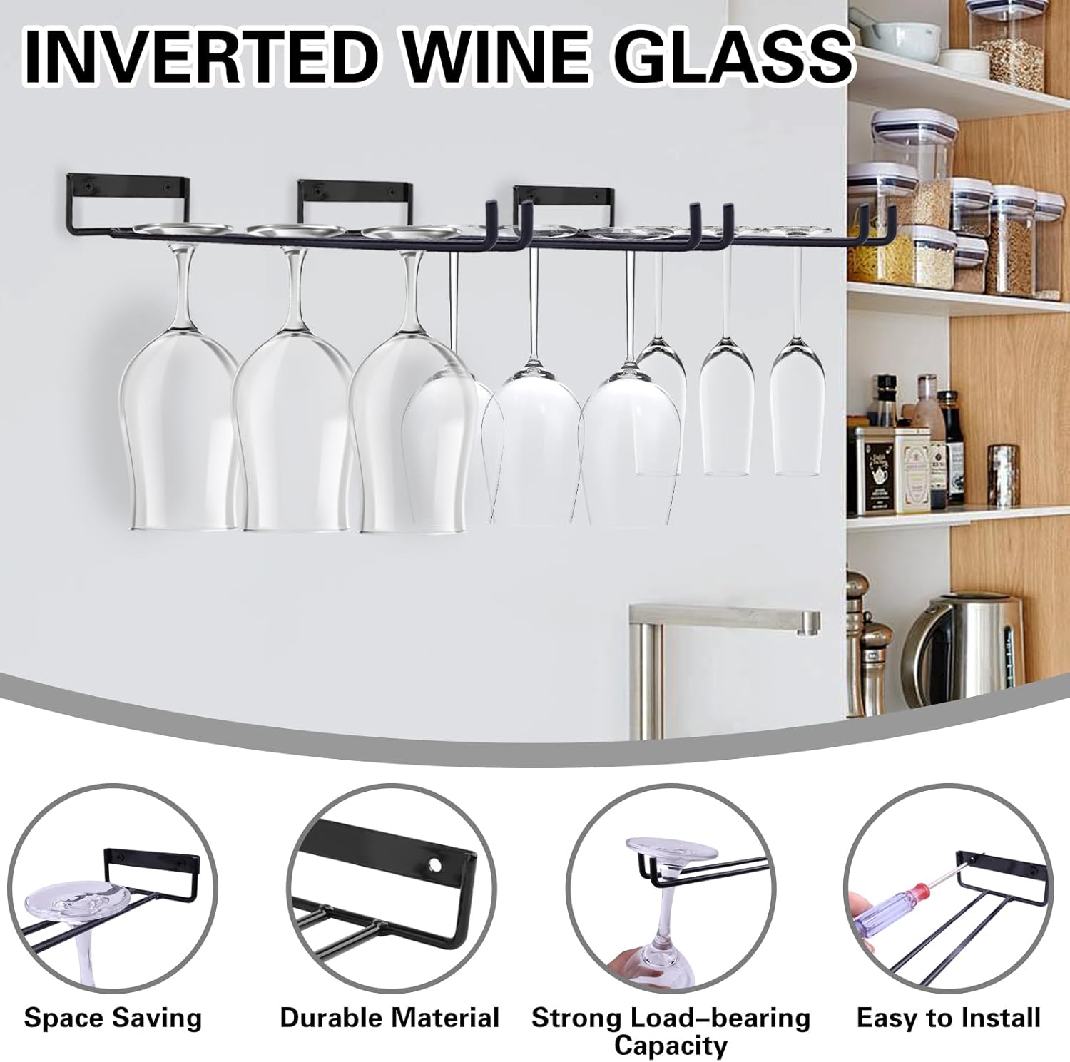 118 Inch Wine Glass Rack Set of 4 Metal Holder