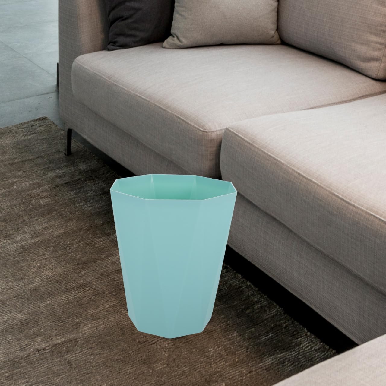 Tofficu Emerald Green 5L Trash Can with Diamond Pattern