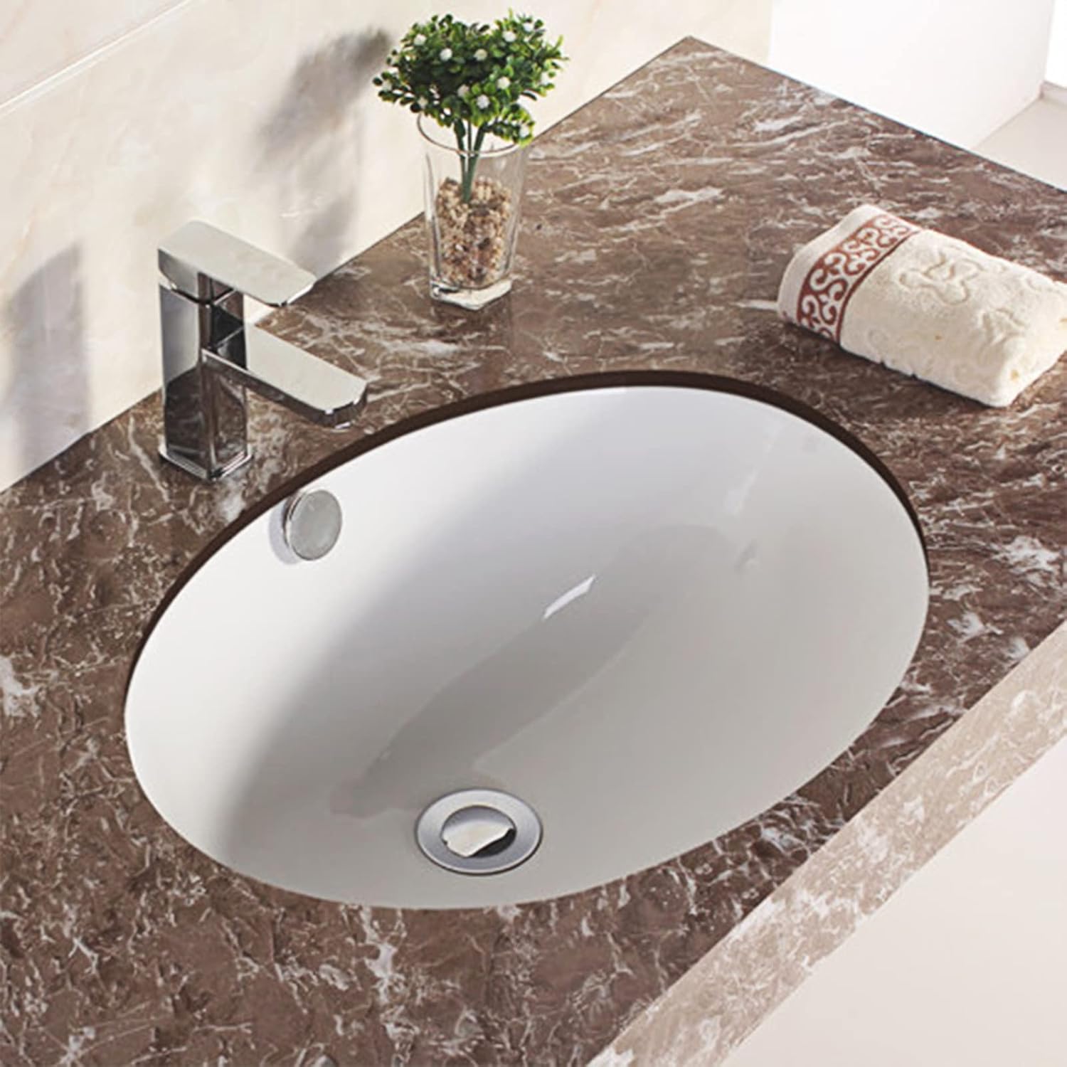 4 Pack Silver Sink Overflow Covers for Bathroom and Kitchen
