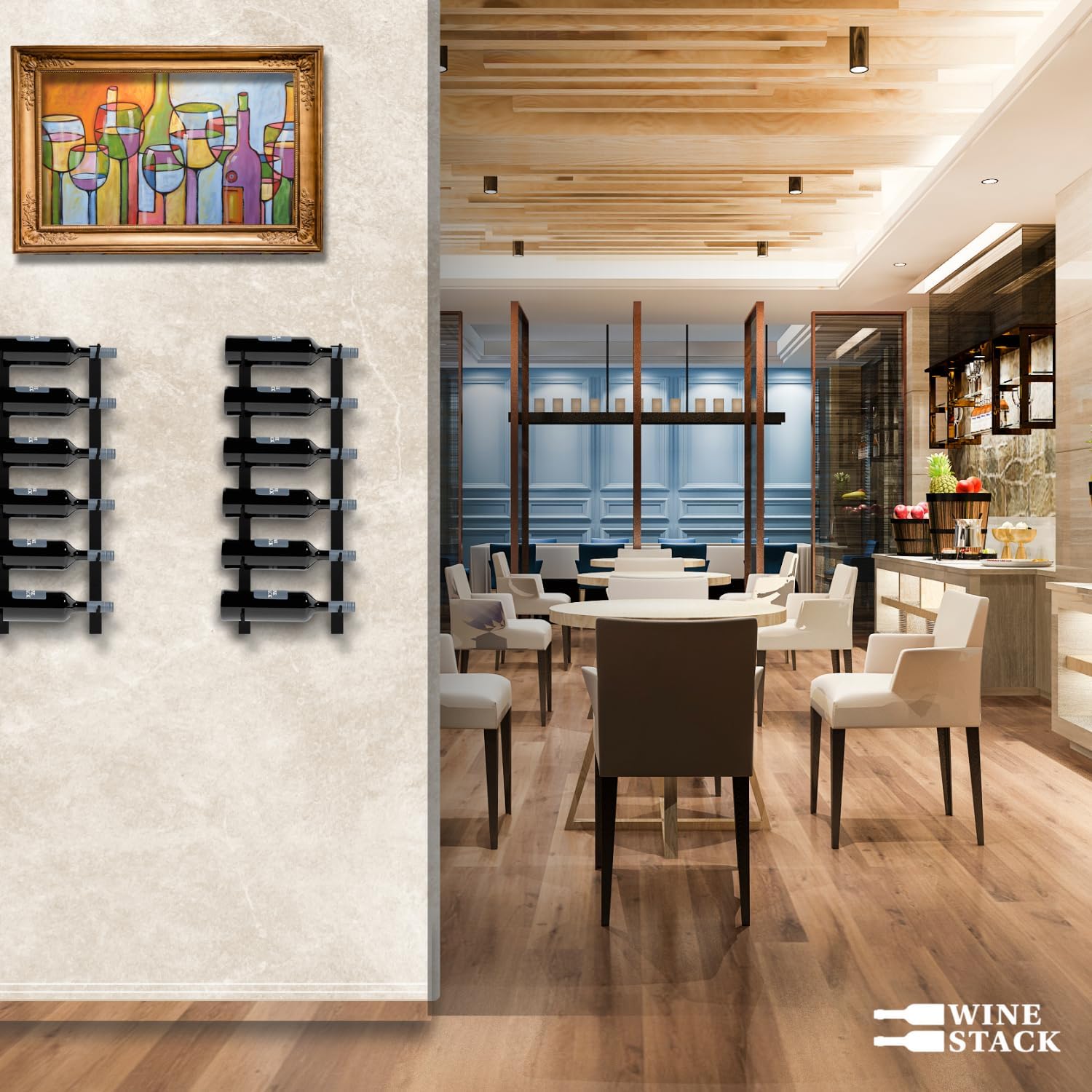 Wine Stack 6-Bottle Black Metal Wall Wine Rack