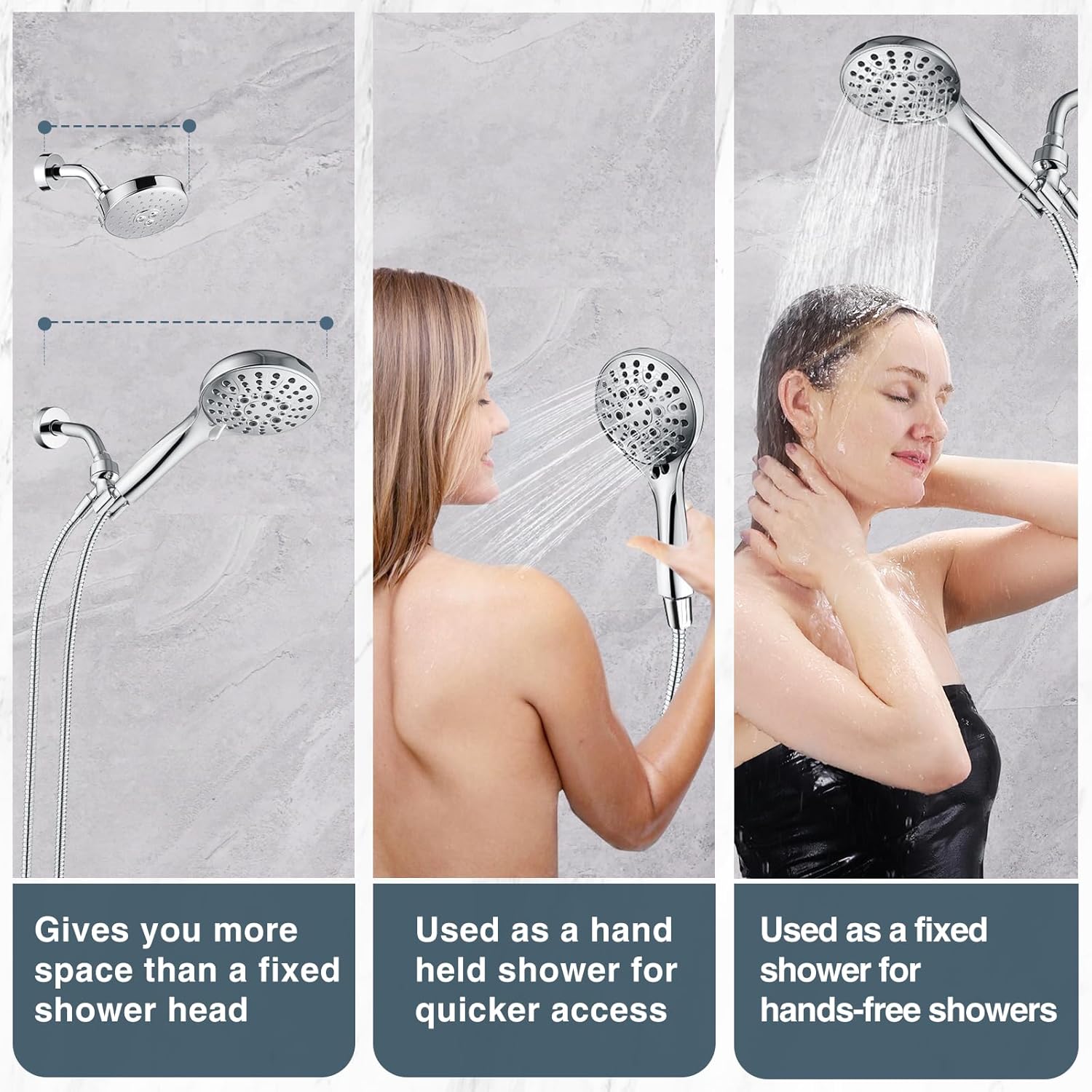Bright Showers Handheld Shower Head with 9 Spray Settings and Power Wash