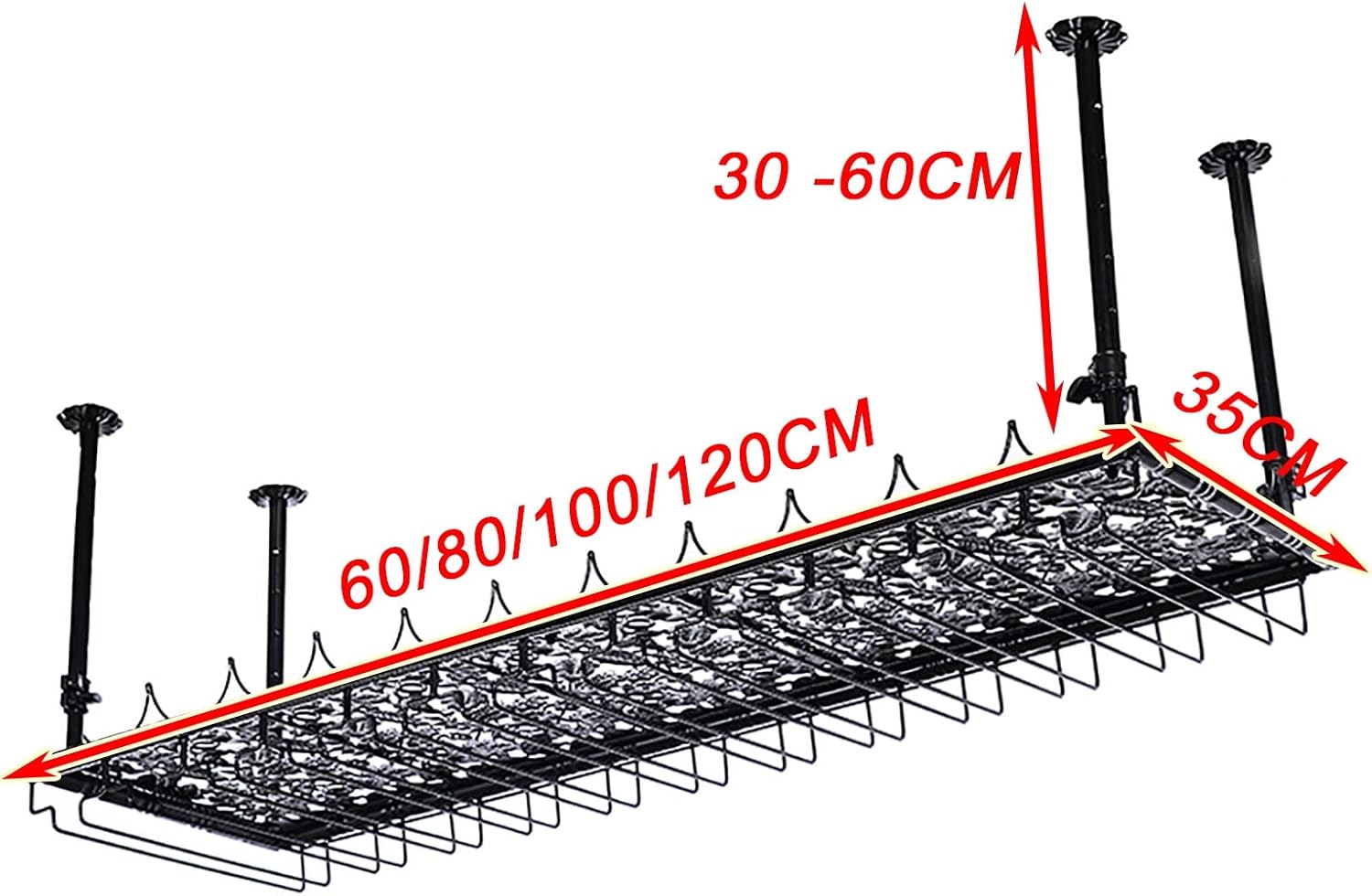 ZJDYDY Wall-Mounted Wine Rack with Bottle Holder Black 60x35cm