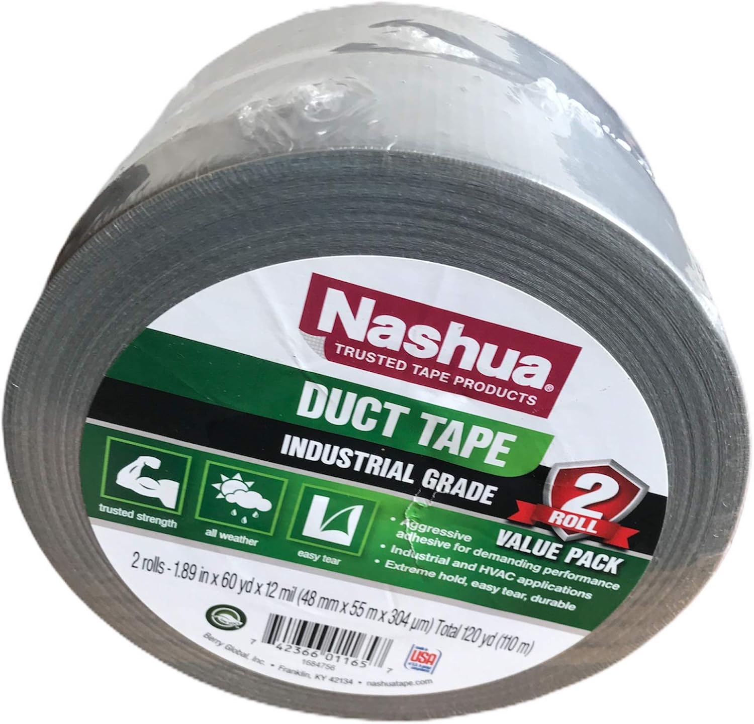 Nashua Duct Tape 12 Mil Thick 2 x 60 Yard 2 Pack