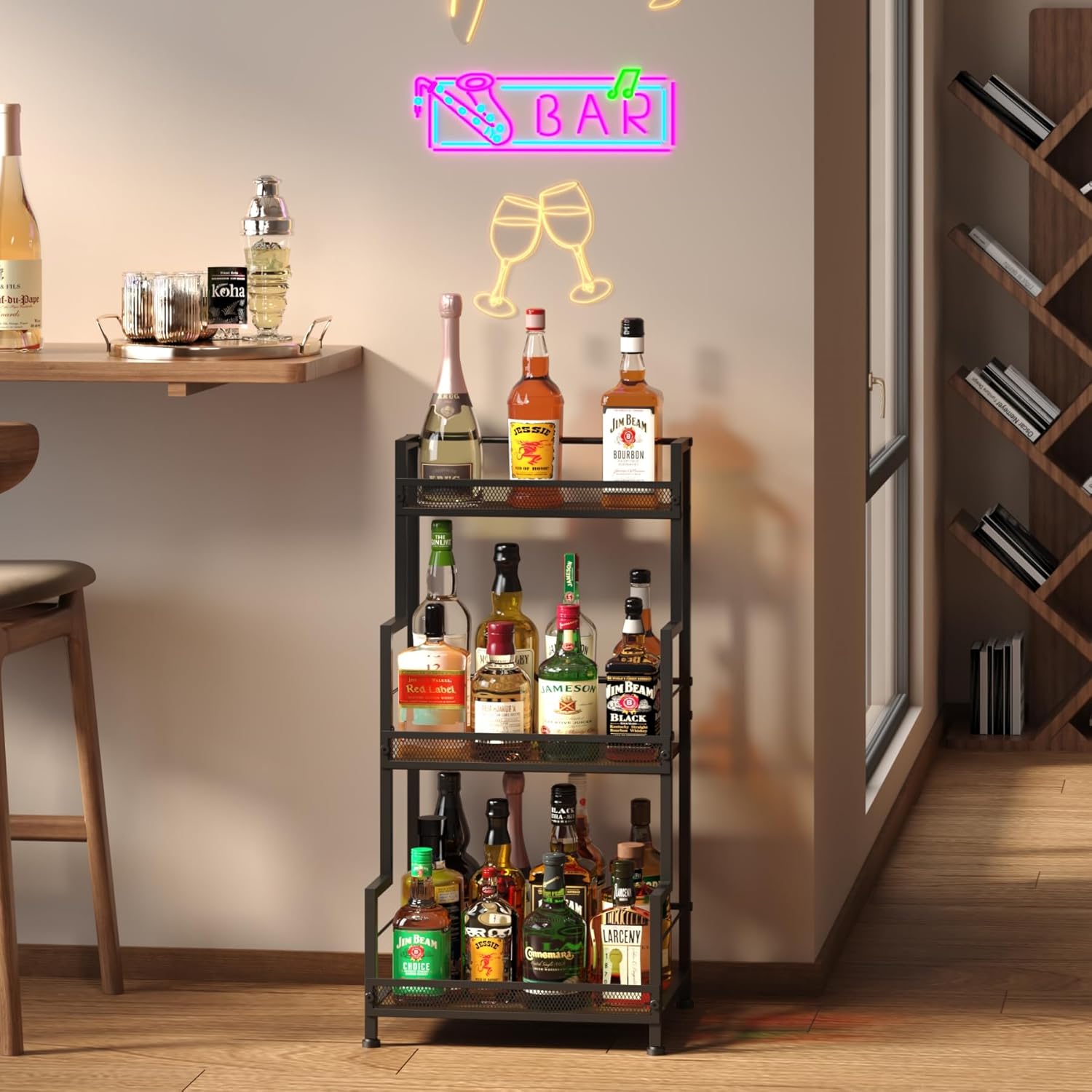 Bliesosfud 3 Tier Liquor Display Stand for Home Bar