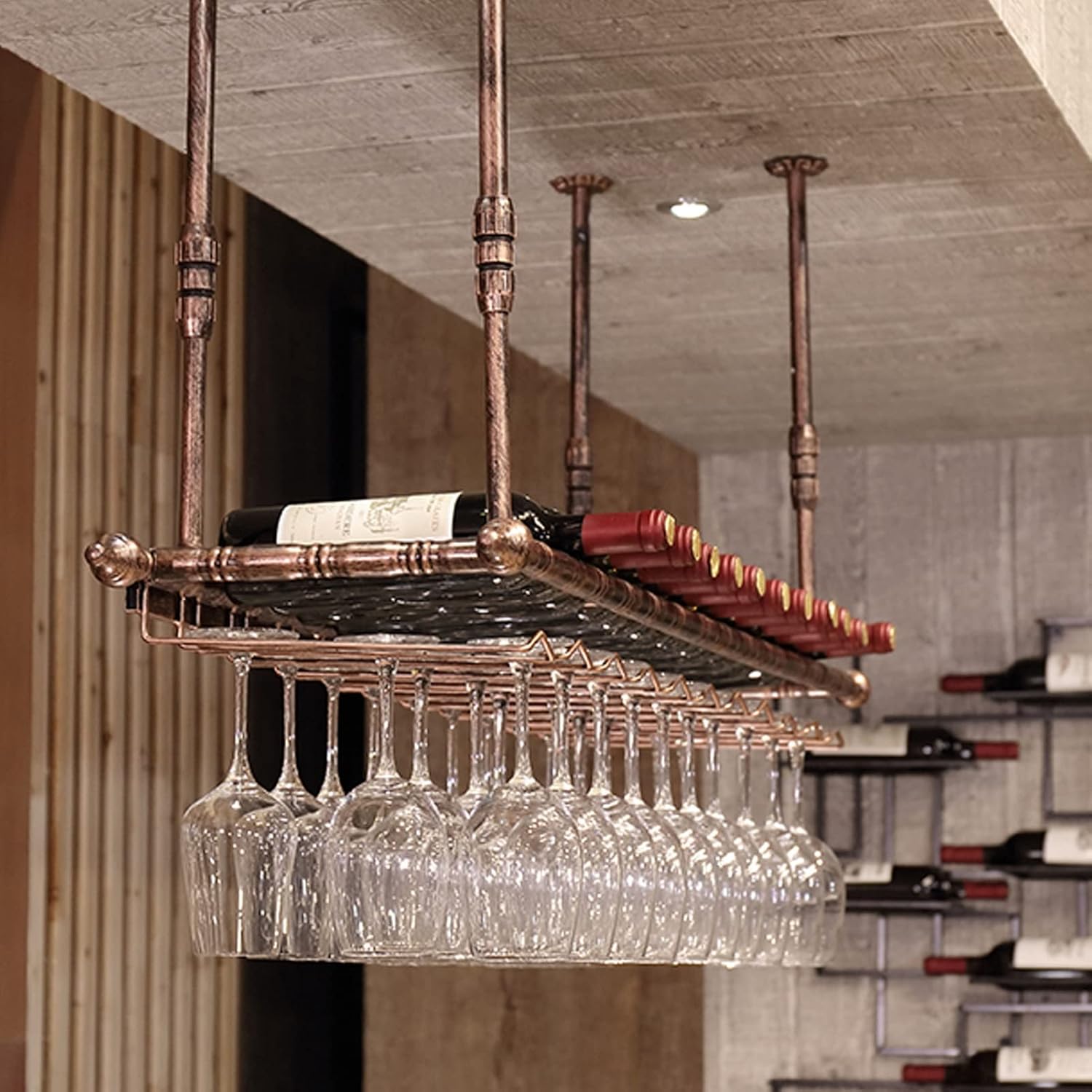 Wall-Mounted Wine Rack with Hanging Design for Home Bar