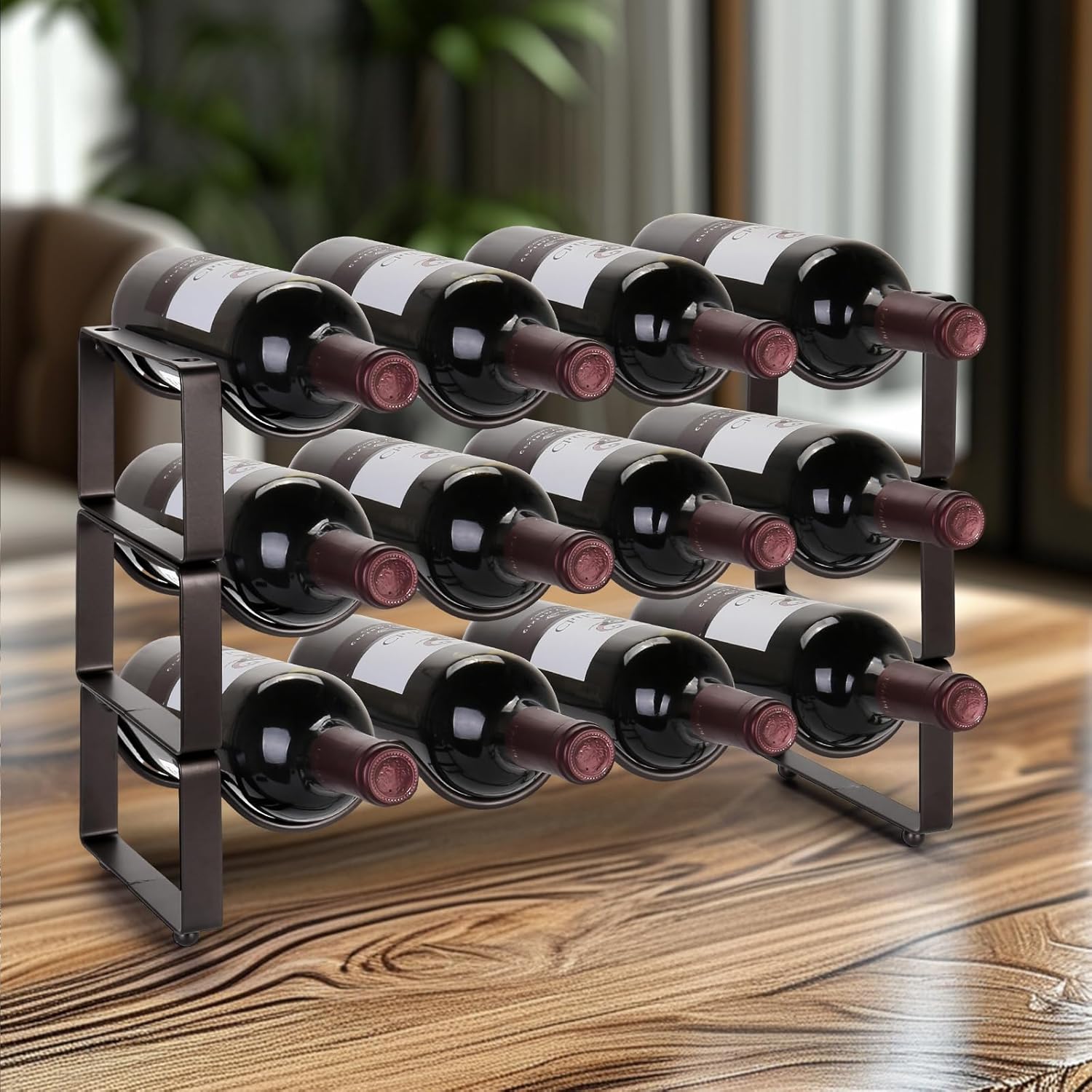 Carperipher 3 Tier Metal Wine Rack with 12 Bottles Capacity