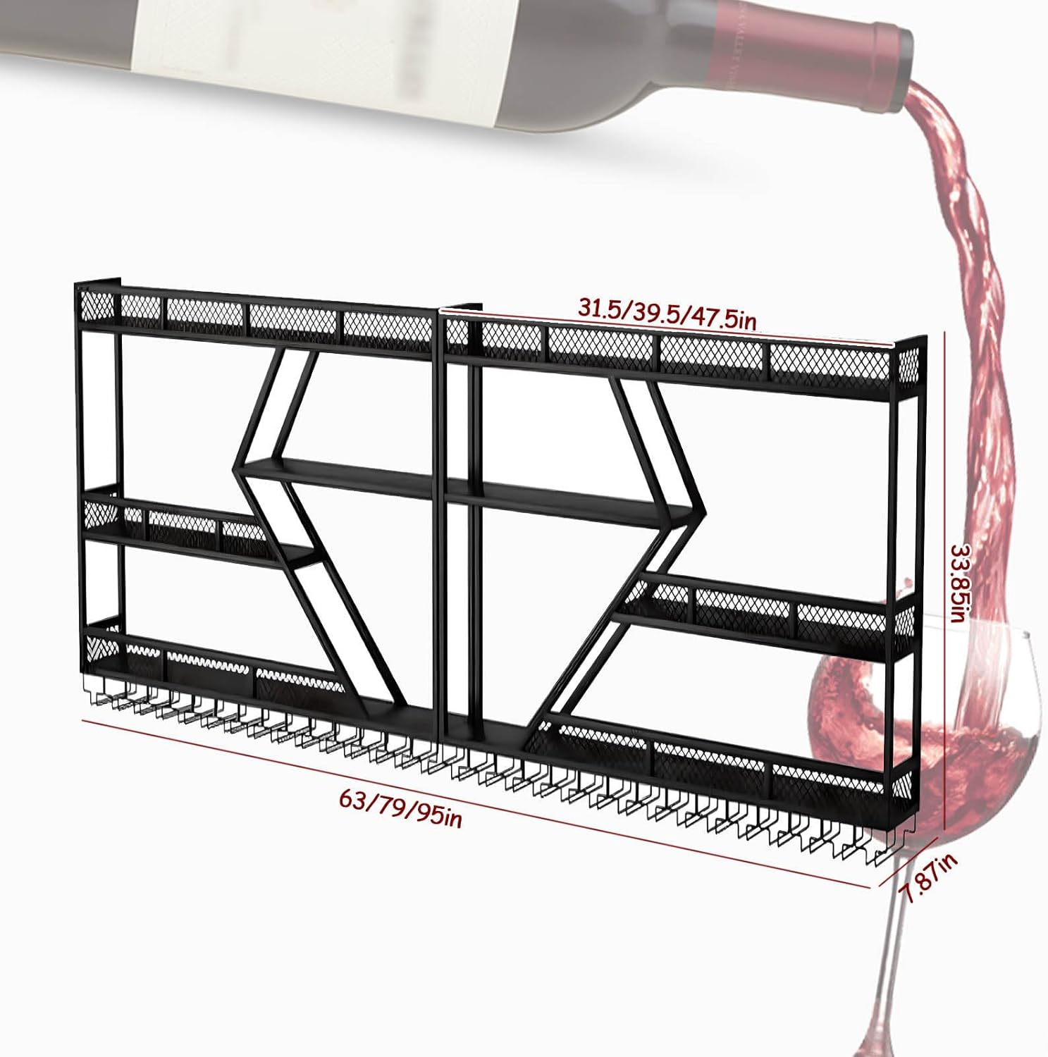 RAJYQODIS Wall-Mounted Wine Rack with Stemware Storage