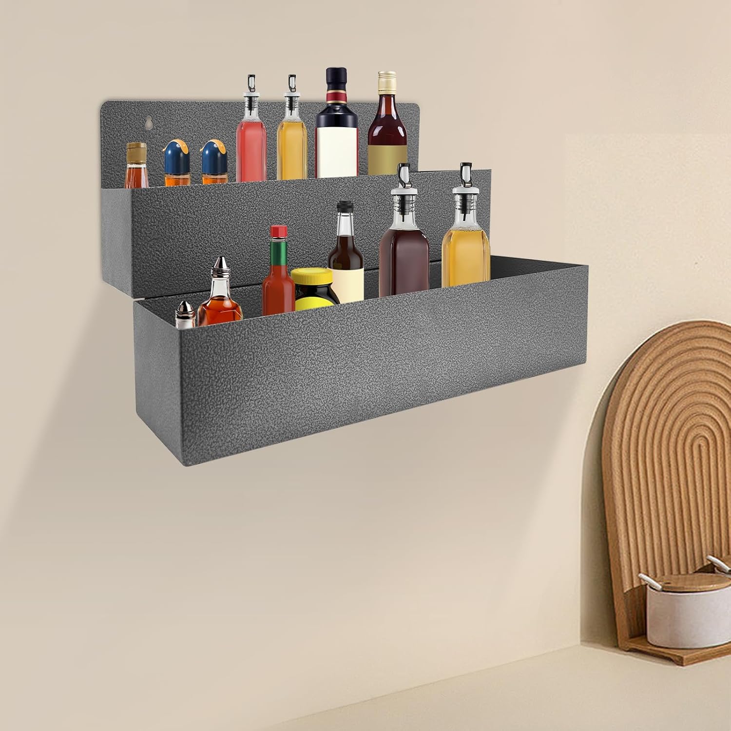 HOLMZCED 2 Tiers Wall Mounted Wine Rack