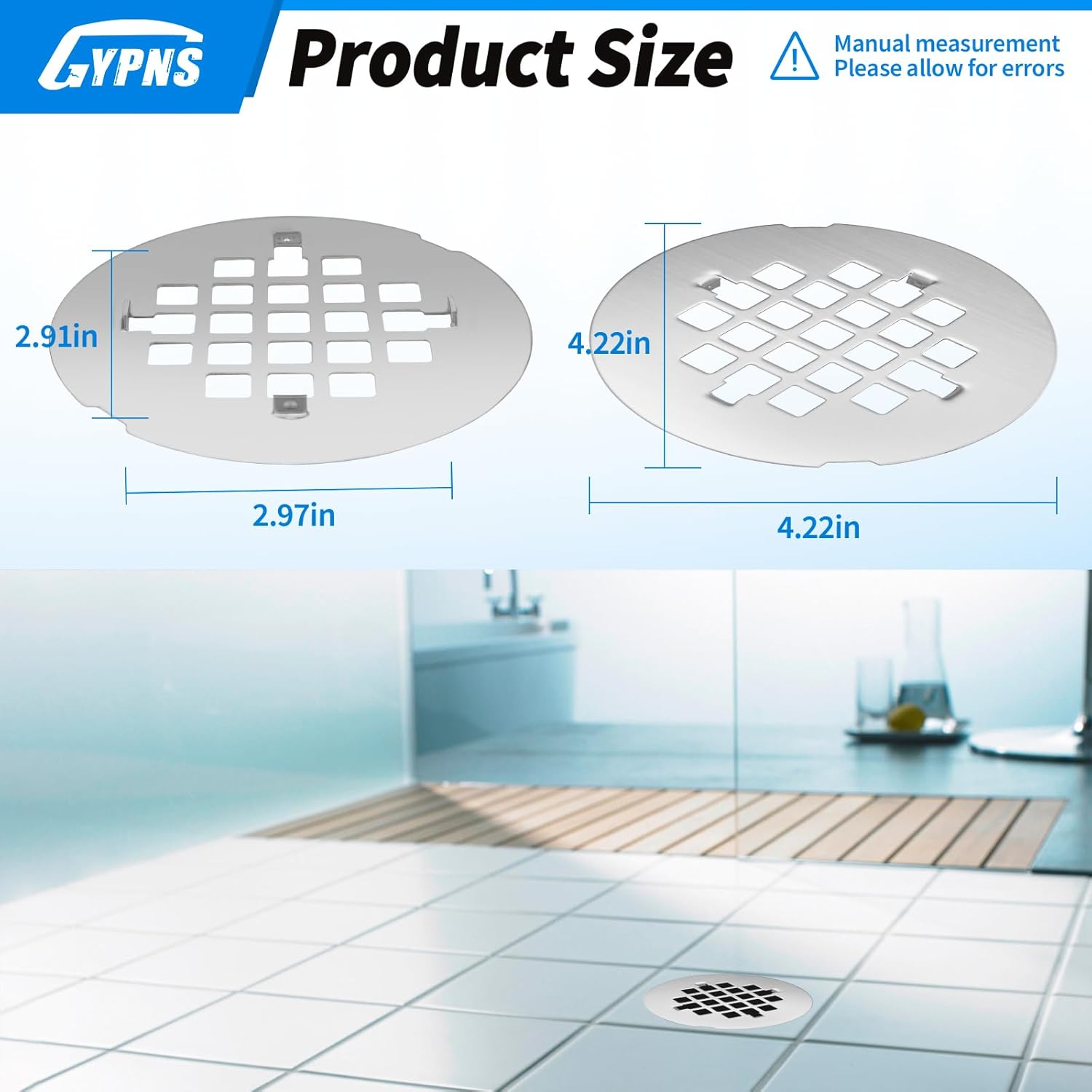 Chrome Plated Shower Drain Cover 4-14 Round 2 Pack