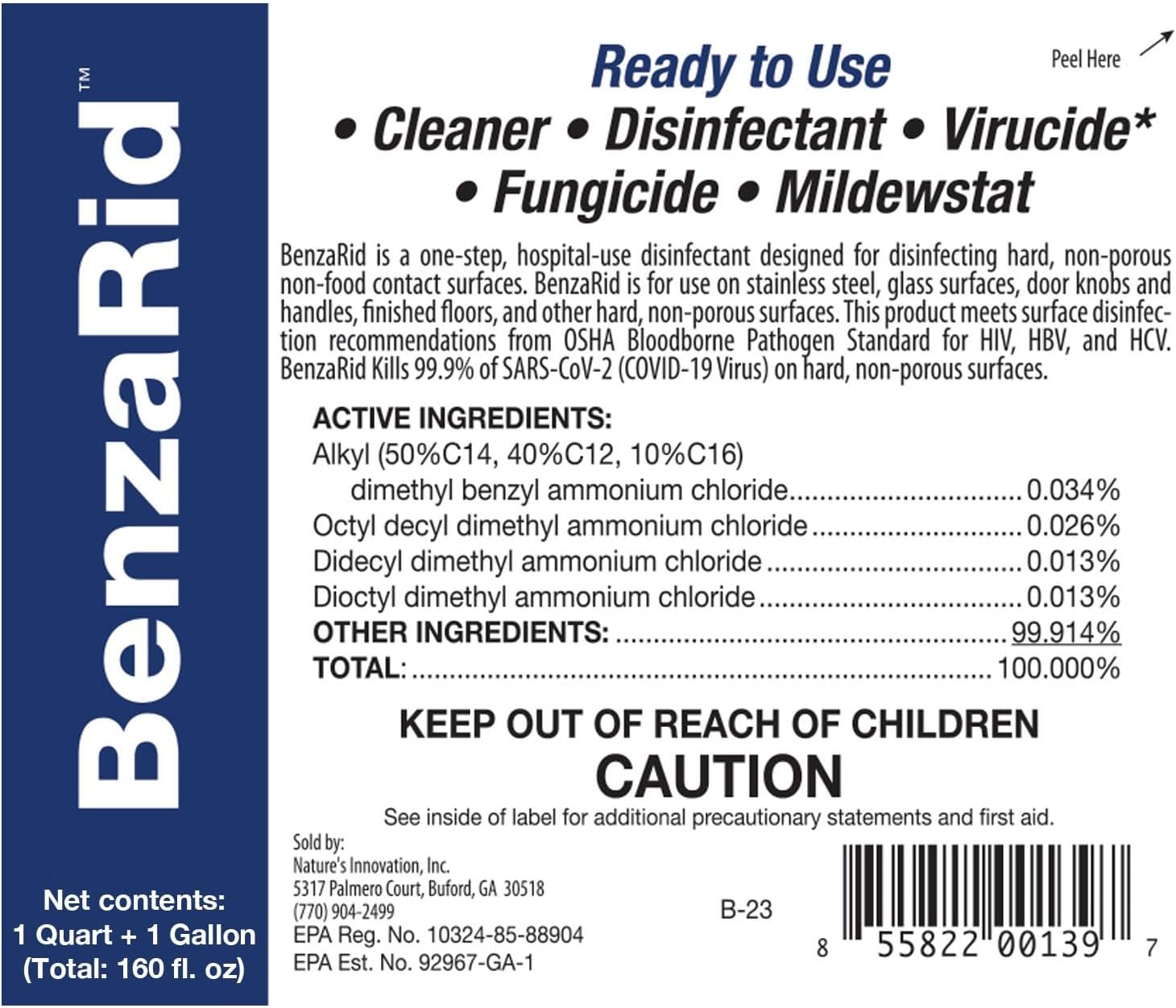 BenaRid Black Mold Virus Killer - 1 Gal 32 oz Pack